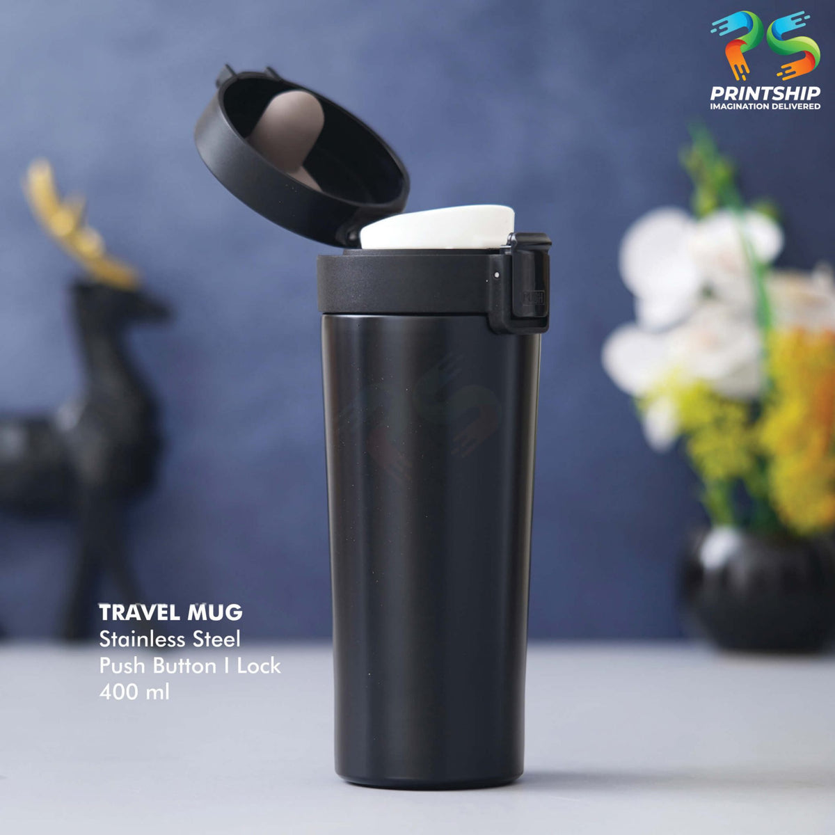 YuBingo Black Stainless Steel Mug 400ML - Corporate Gift | Product image 4