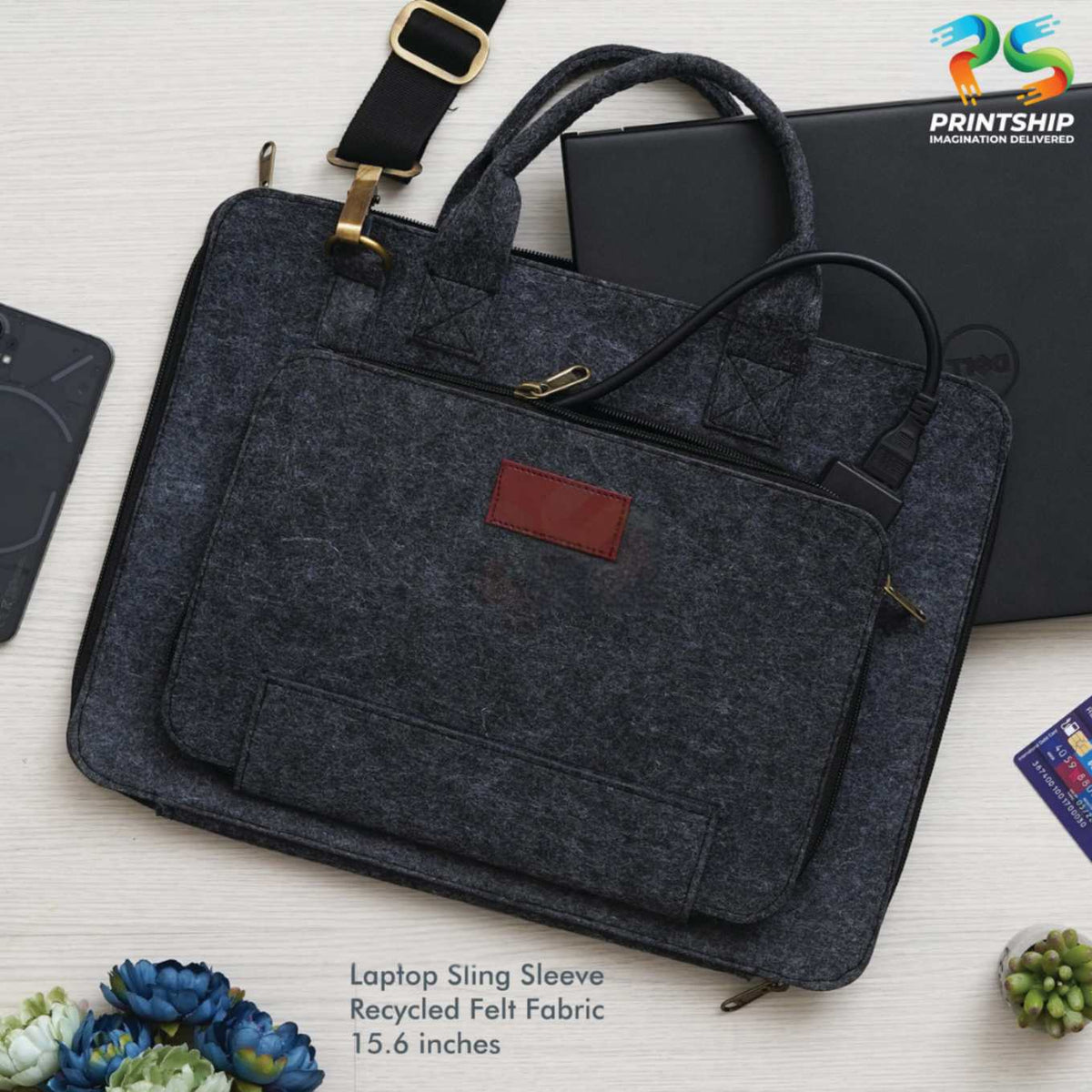 YuBingo Black Recycled Felt Laptop Sleeve - Corporate Gift | Product image 2