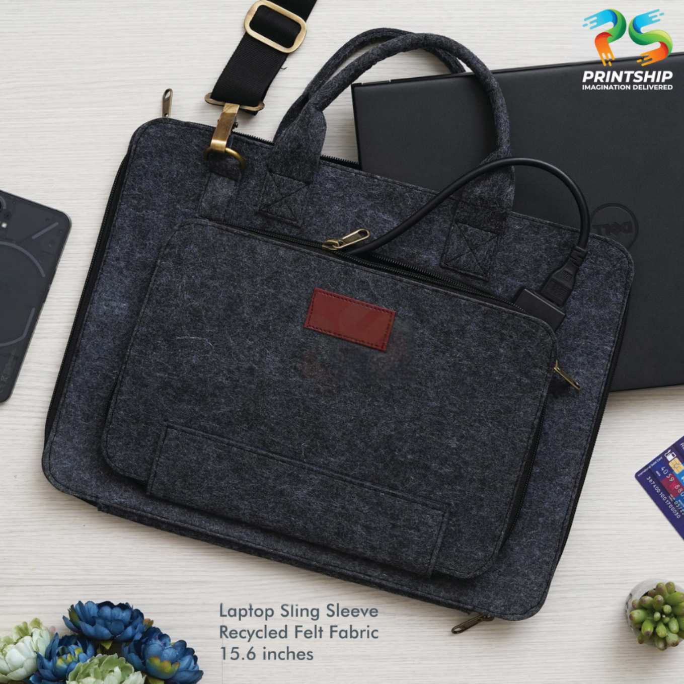 YuBingo Black Recycled Felt Laptop Sleeve - Corporate Gift | Product image 2