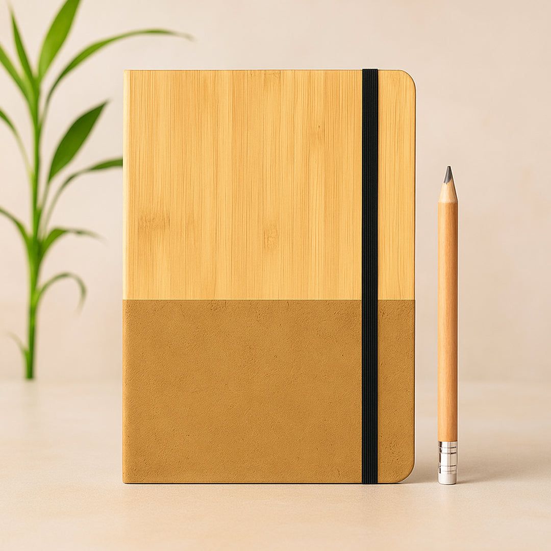 YuBingo Notebook Gift Set Eco: Bamboo & Cork A5 Notebook With Eternal Bamboo Pencil - Corporate Gift - product image