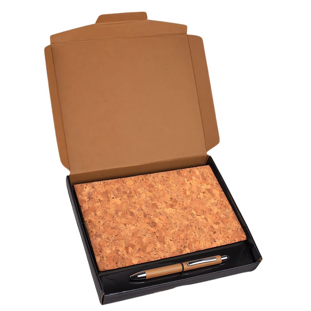 YuBingo Cork Notebook With Bamboo Stylus Pen | Gift Set In Black Box - Corporate Gift - product image