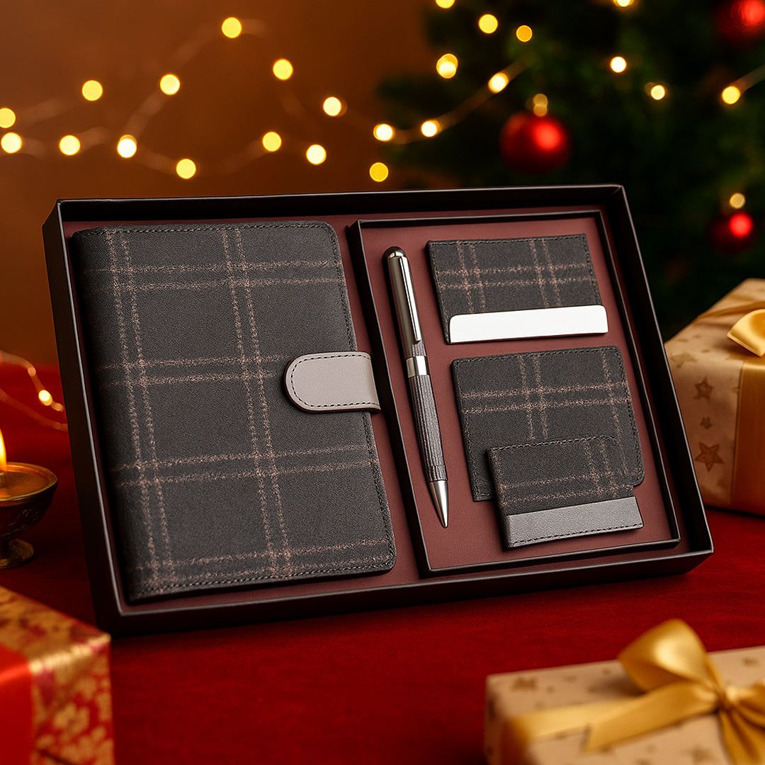 YuBingo Tweed Gray 4-in-1 Gift Set | Passport Holder, Wallet, Card Holder & Pen - Corporate Gift - image 3