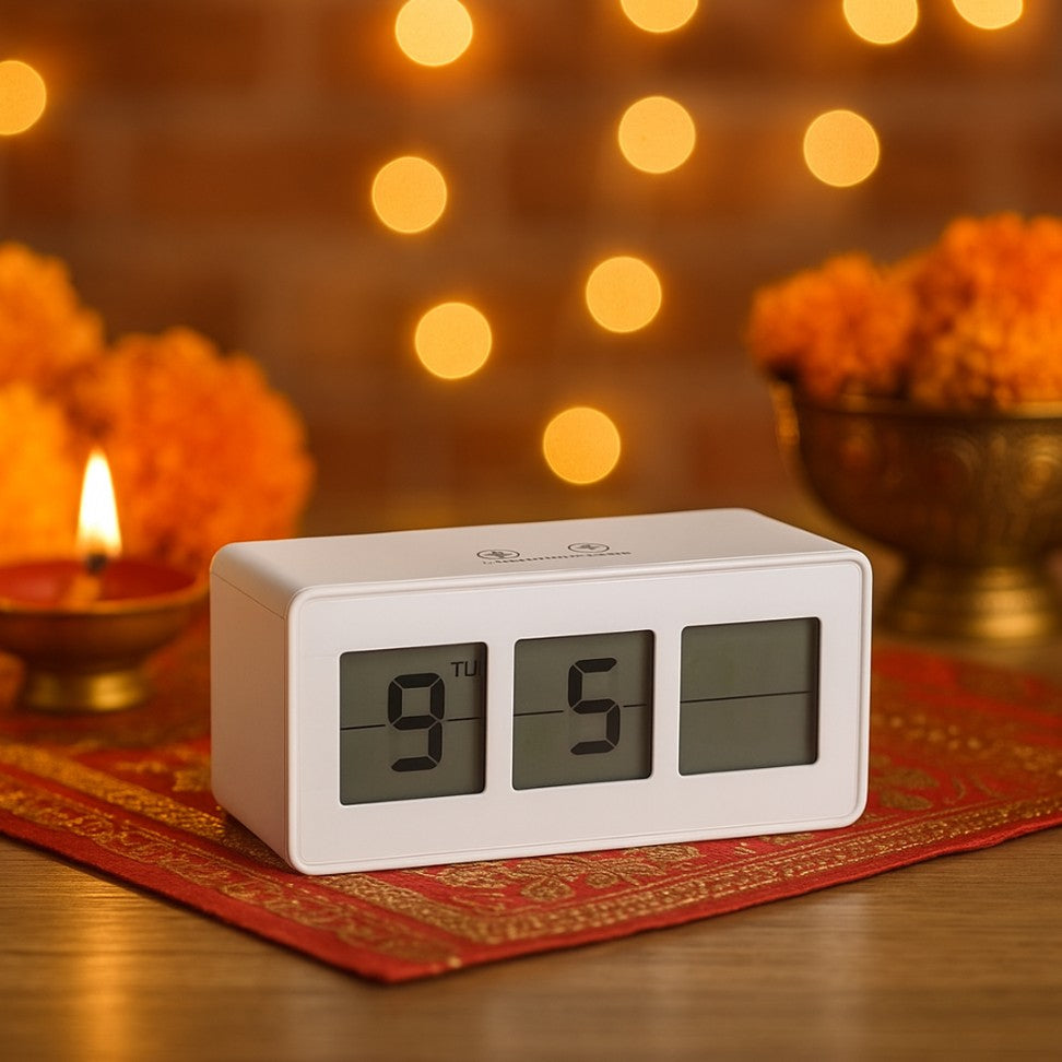 YuBingo Flip Display Clock With Touch Light/Snooze Function - White - Corporate Gift | YuBingo corporate table clock gift