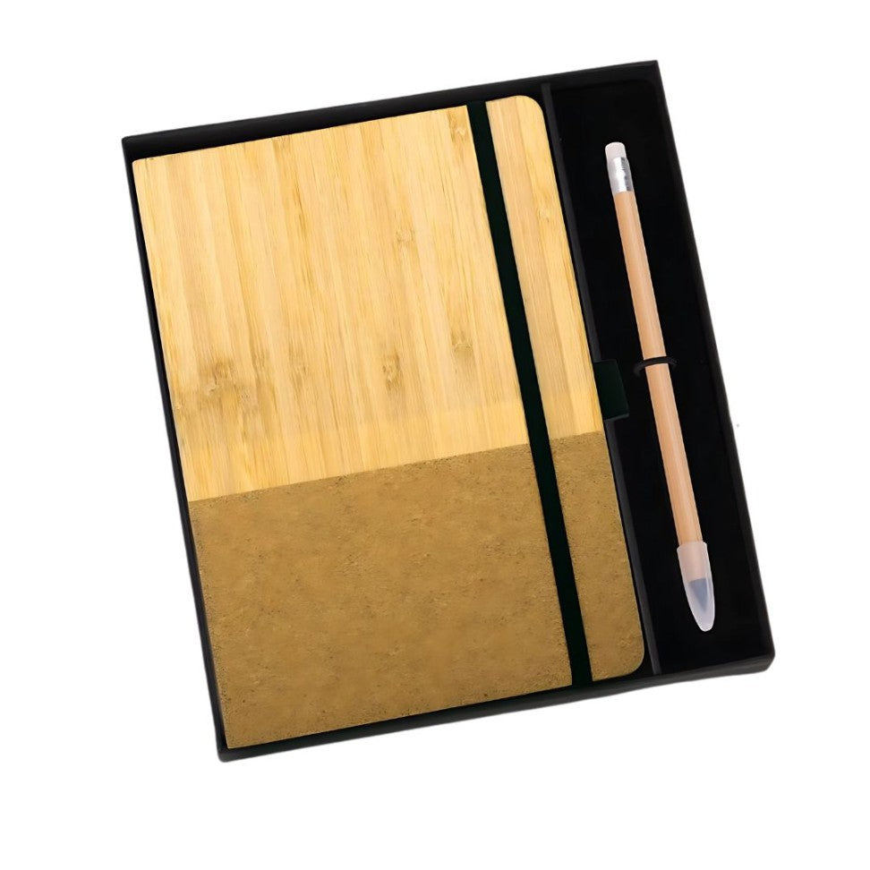 Notebook Gift Set Eco: Bamboo & Cork A5 Notebook With Eternal Bamboo Pencil - View 2
