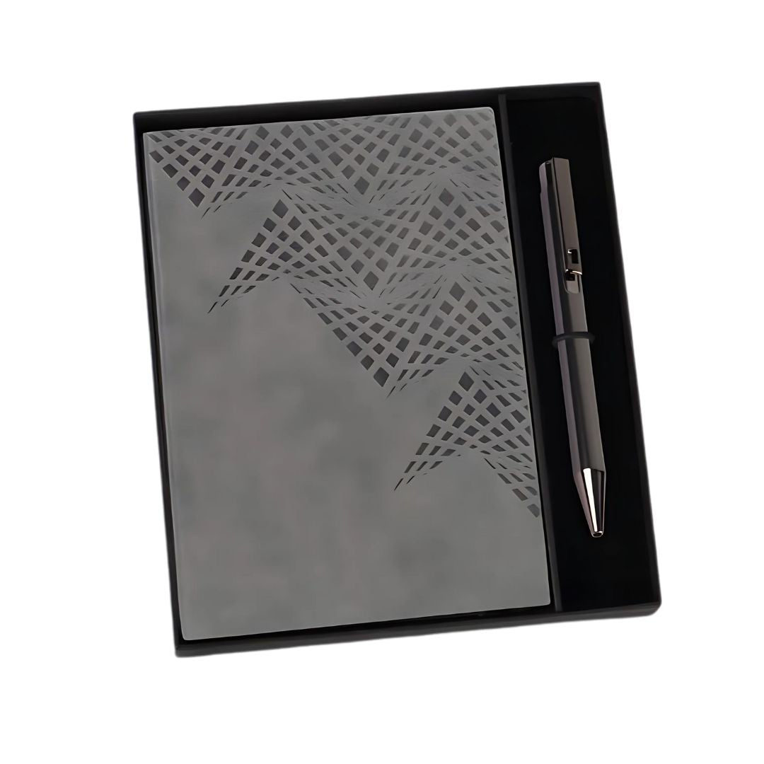 2 in 1 Set: A5 Notebook with Luster Metal Pen in Gift Box - Corporate Gift