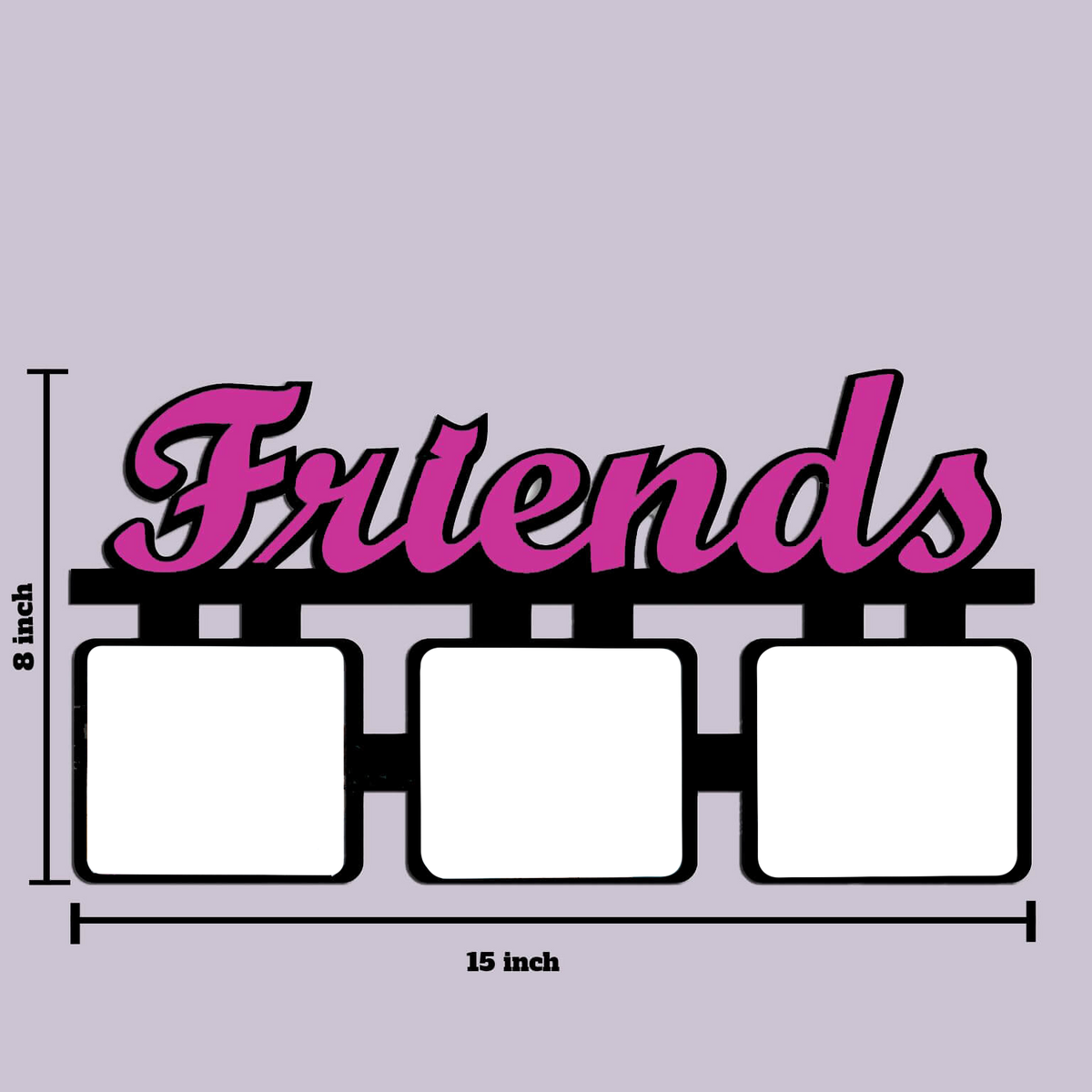 Laser Cut Photo Frame Friends Photos - MDF Wood, 15 x 8 Inches