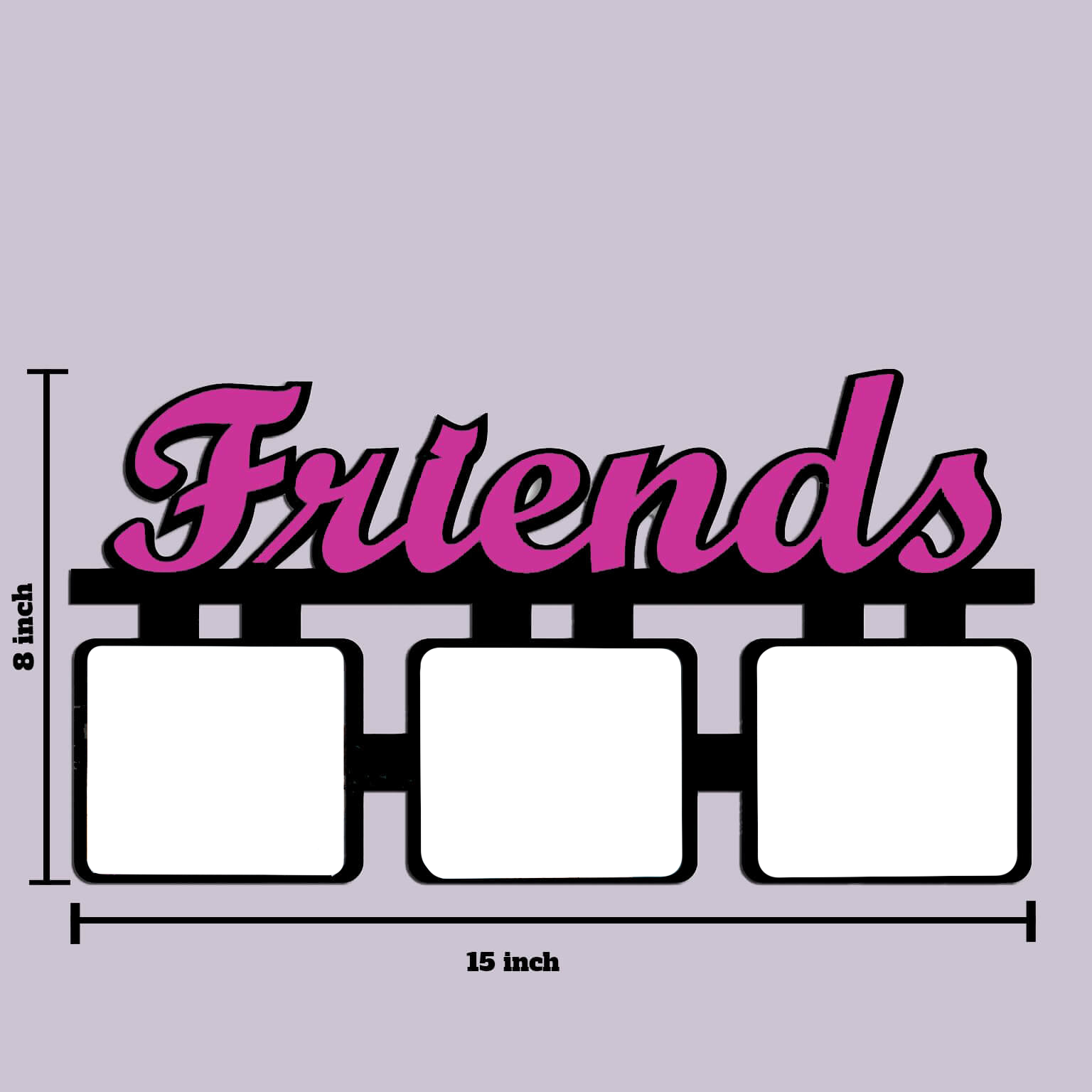 Laser Cut Photo Frame Friends Photos - MDF Wood, 15 x 8 Inches