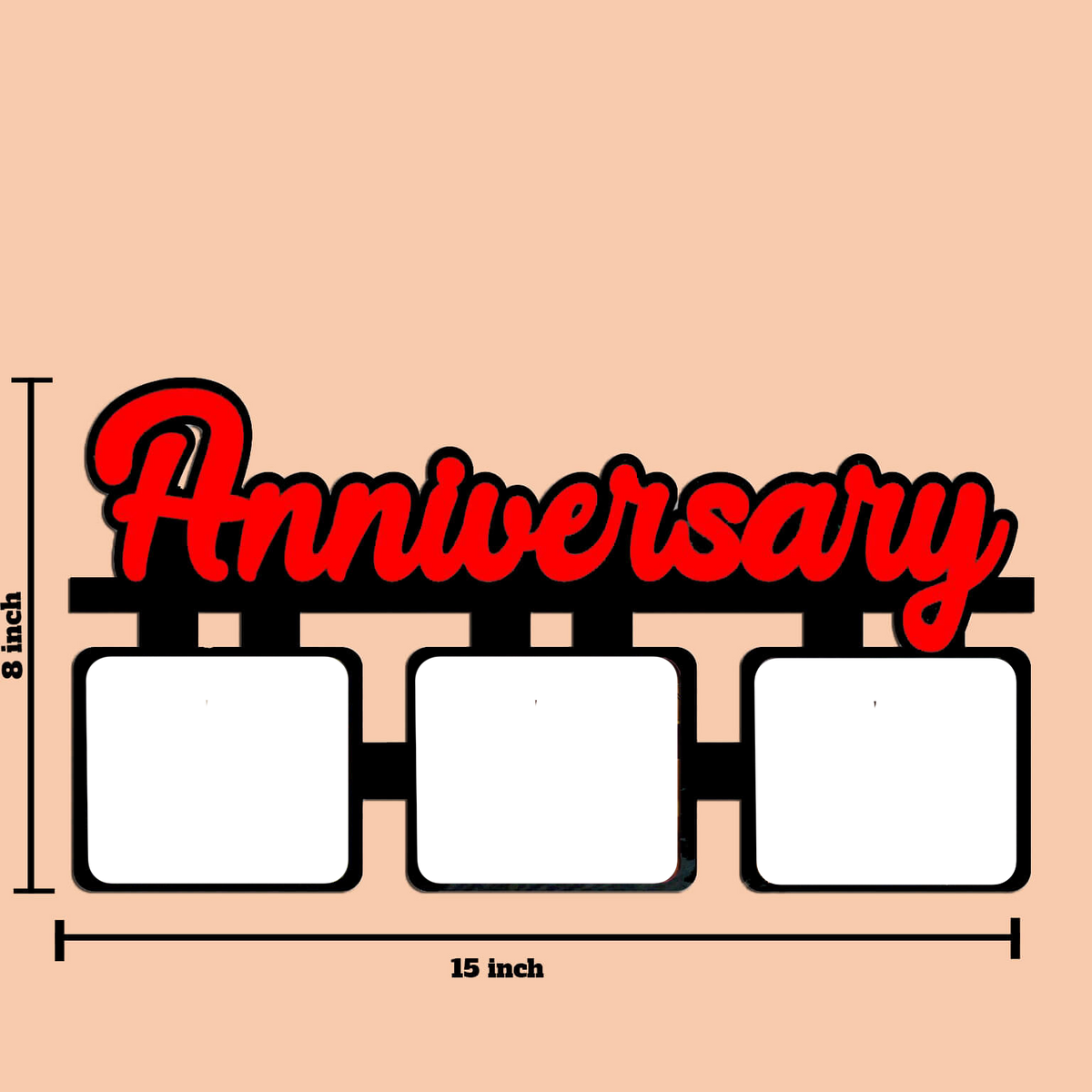 Laser Cut Photo Frame Anniversary Photos with Three Photos