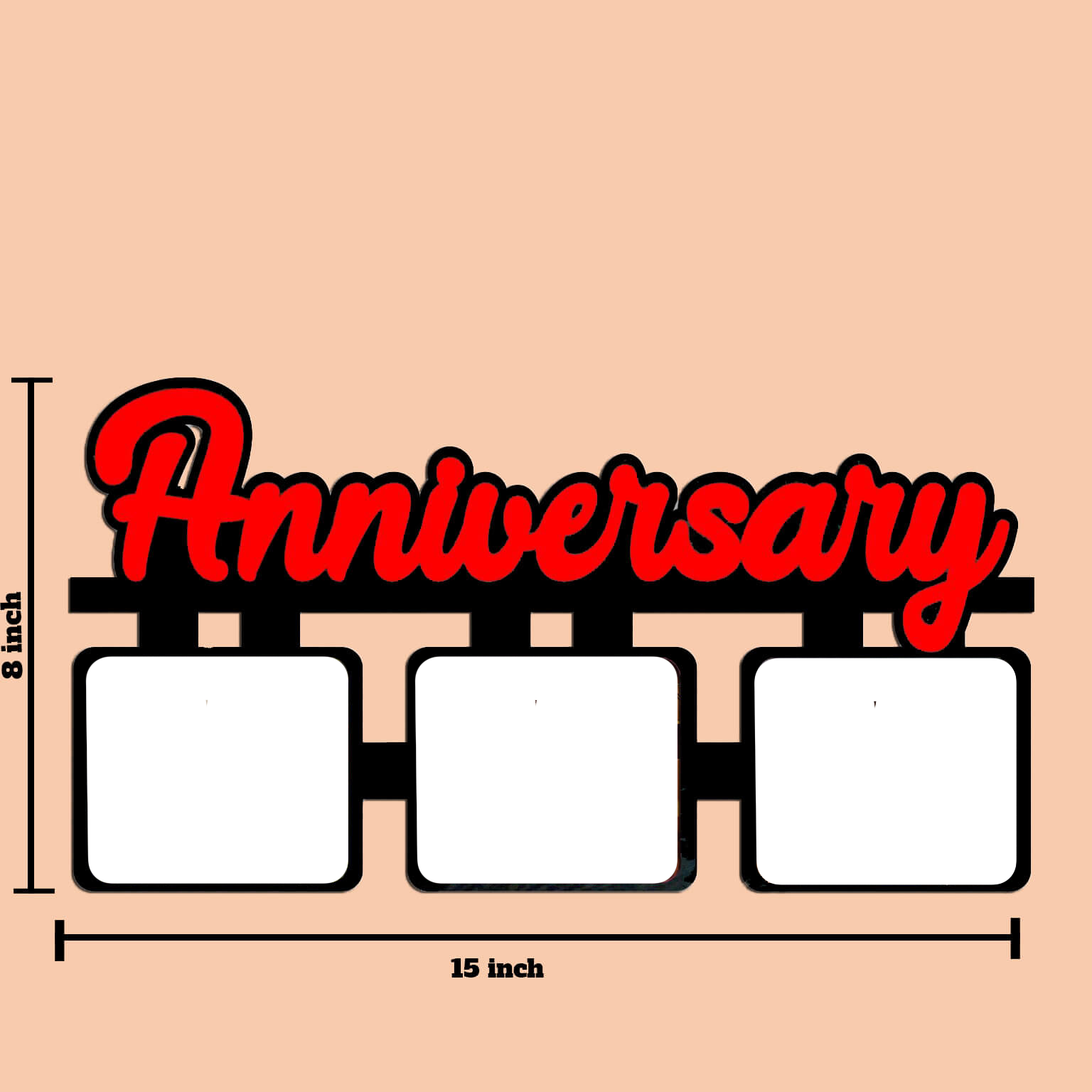 Laser Cut Photo Frame Anniversary Photos with Three Photos