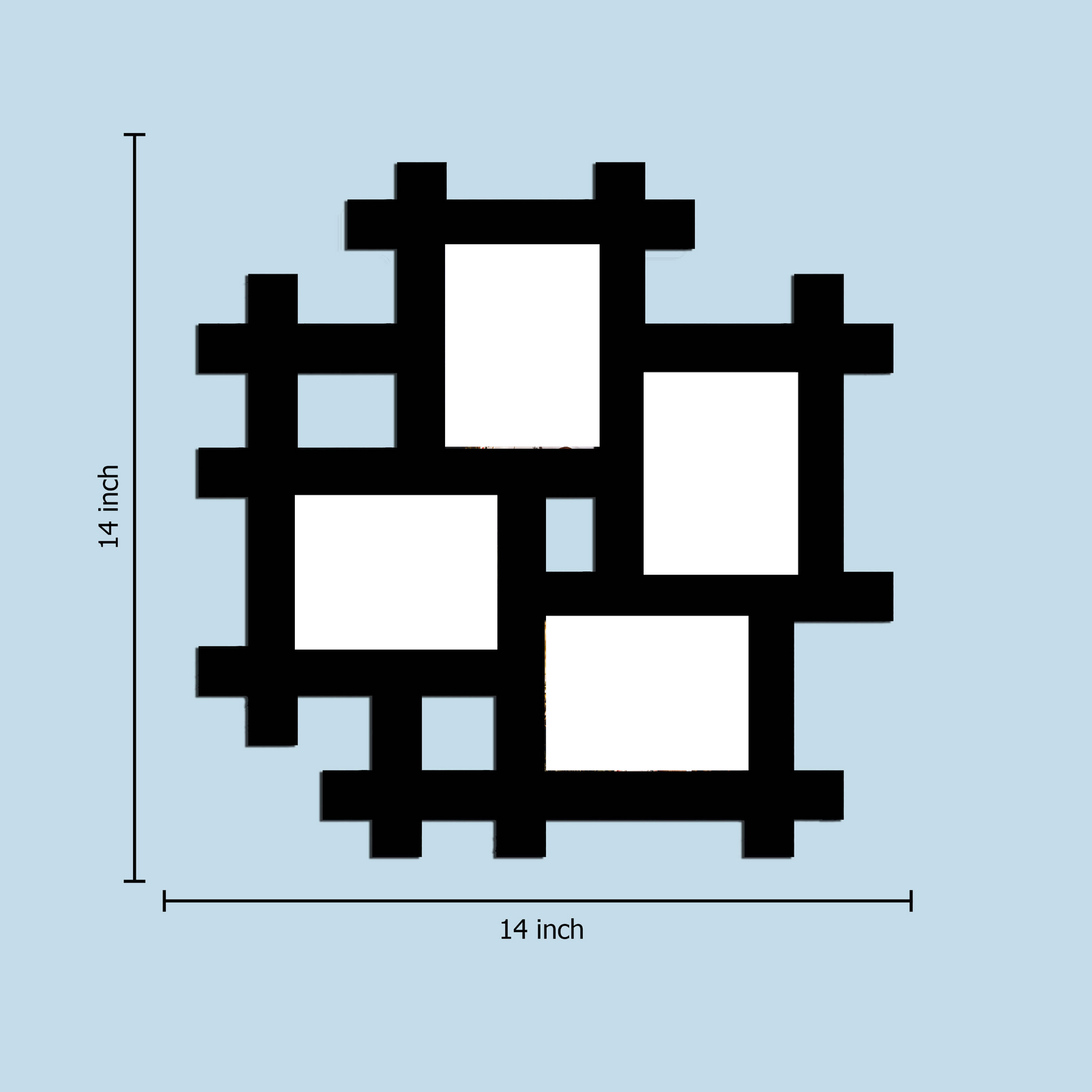 Laser Cut Photo Frame with Four Photos - MDF Wood Wall Hanging, 14x14 Inches