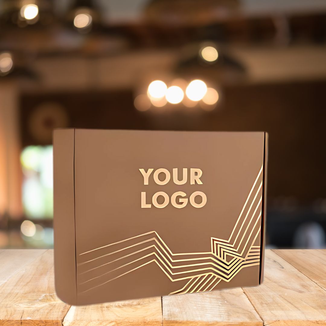 Eco-friendly kraft gift box with golden design