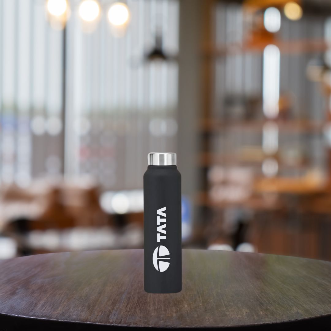 1L stainless steel colored bottle with matte finish