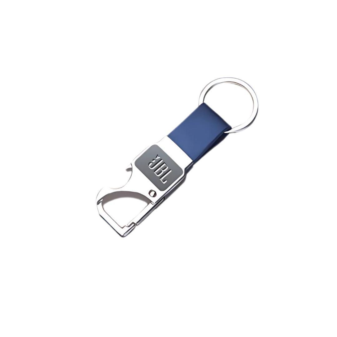 Stylish metallic loop keychain with blue strap