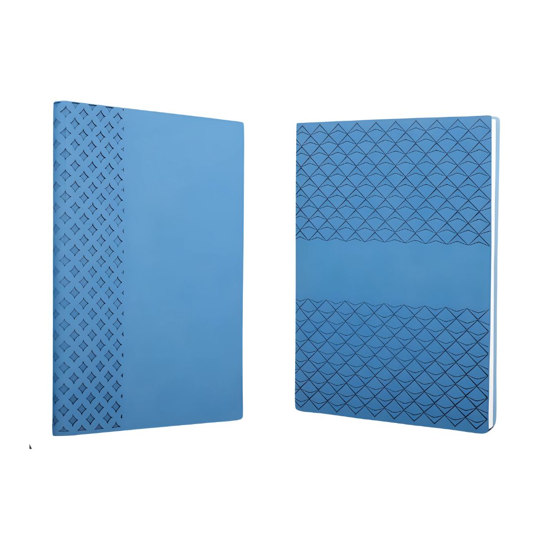 Blue A5 PU notebook with prism metal pen in premium gift box