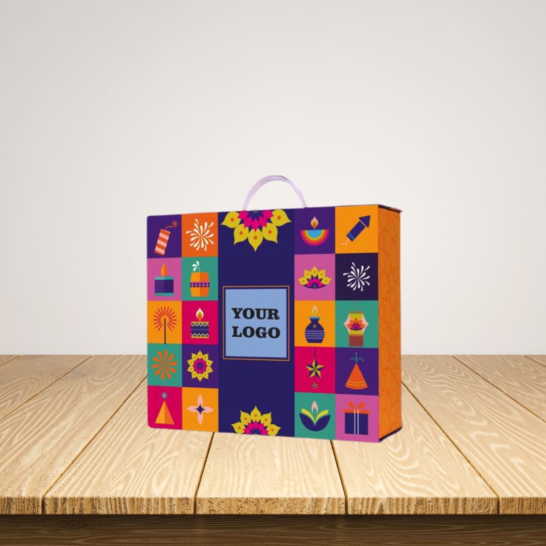 Festive magnetic gift box with handle for premium celebration gift set