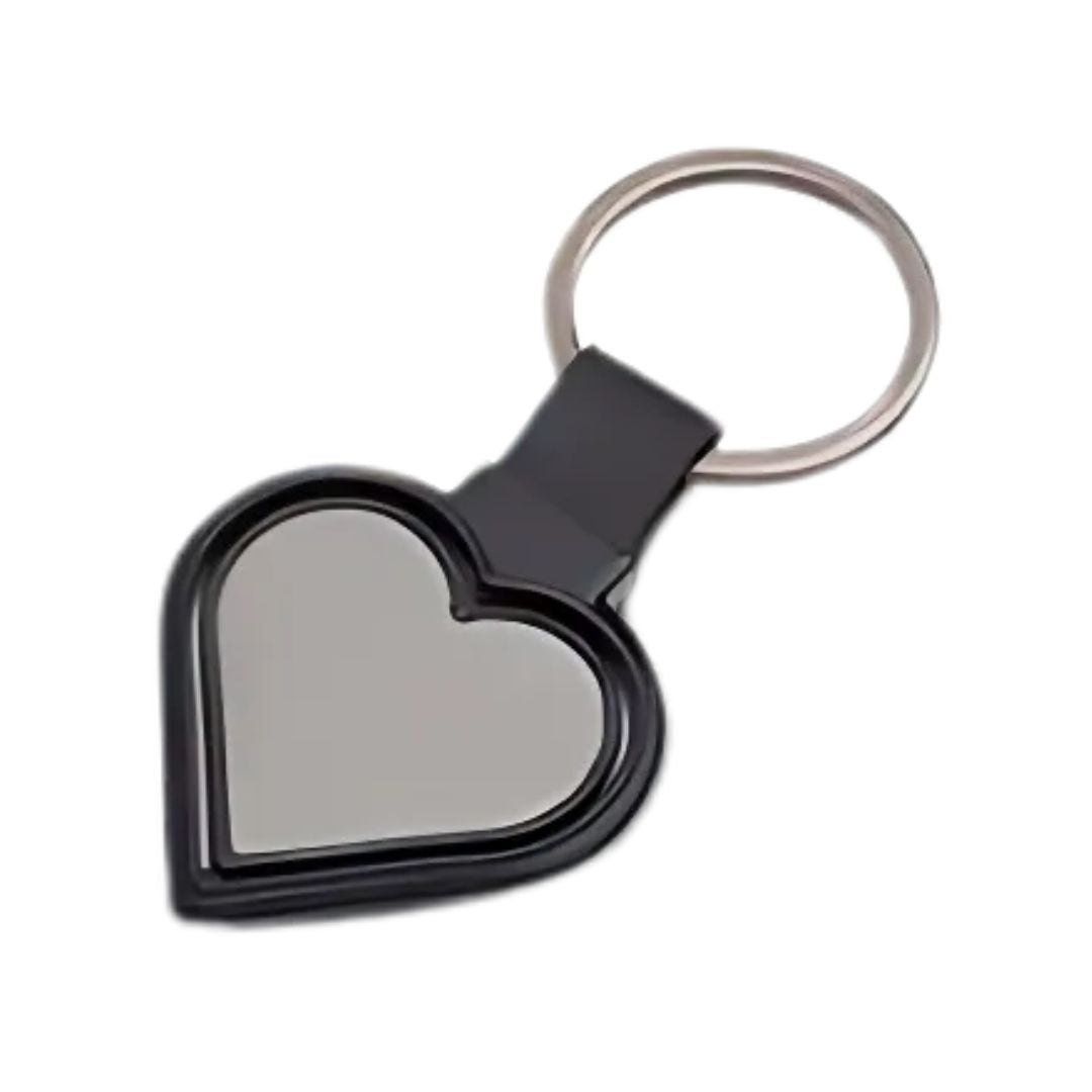 Heart-shaped metal keychain in premium finish