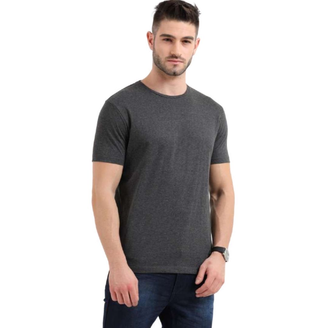Rare Rabbit Charcoal Melange Round Neck T-Shirt