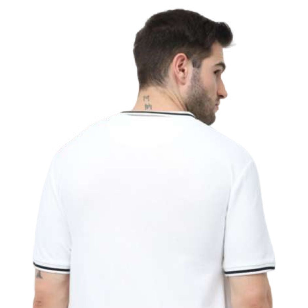 Rare Rabbit White Polo Tee with Black Tipping