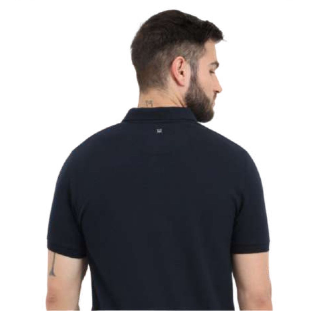 Rare Rabbit Navy Blue Polo Tee – 100% Cotton Unisex Shirt