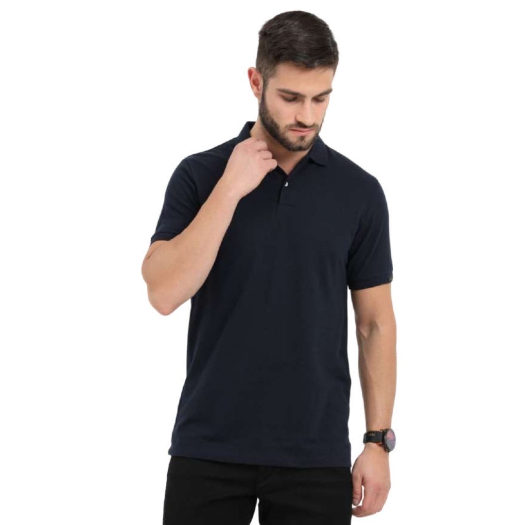 Rare Rabbit Navy Blue Polo Tee – 100% Cotton Unisex Shirt
