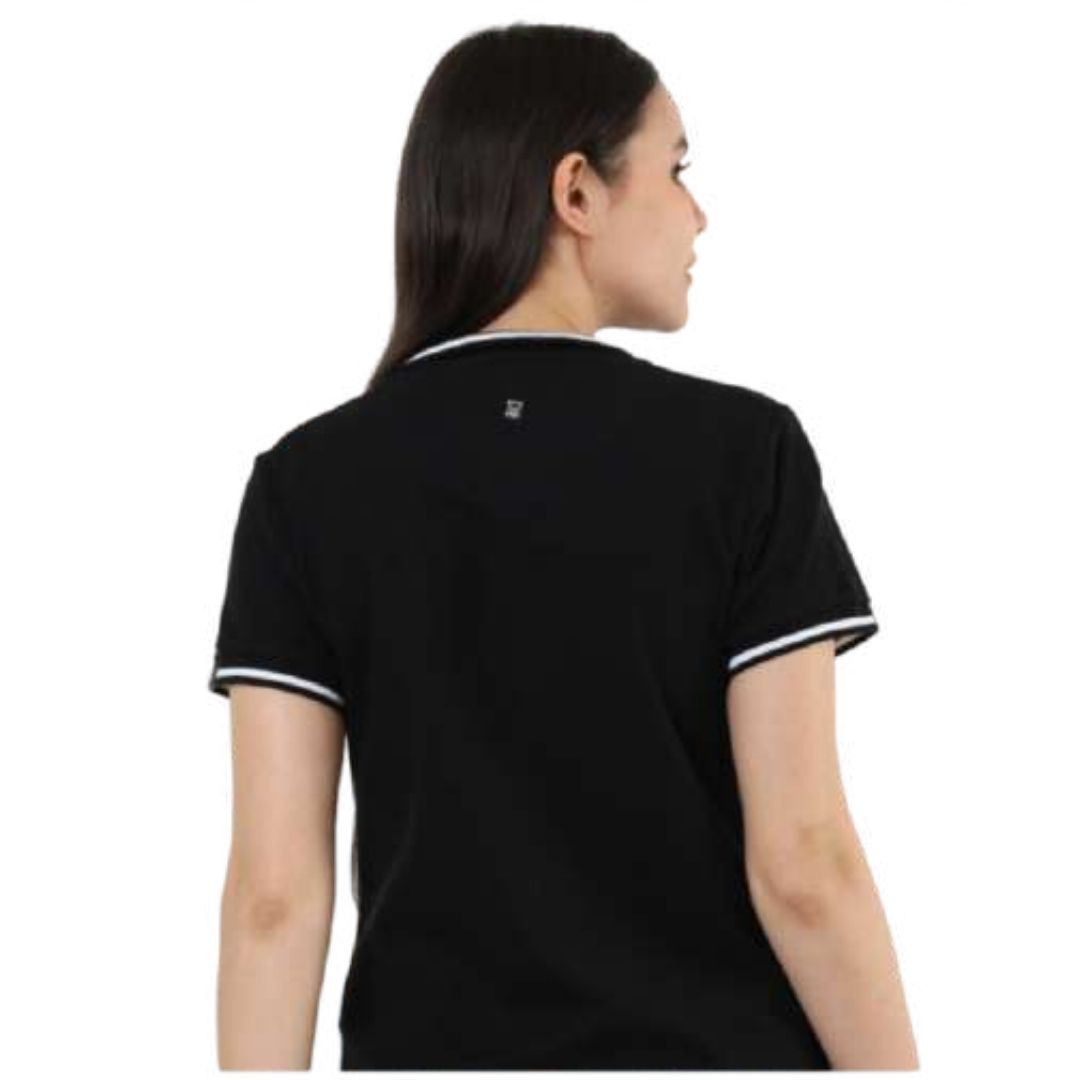 Rare Rabbit Women’s Polo Tee – Black with White Tipping