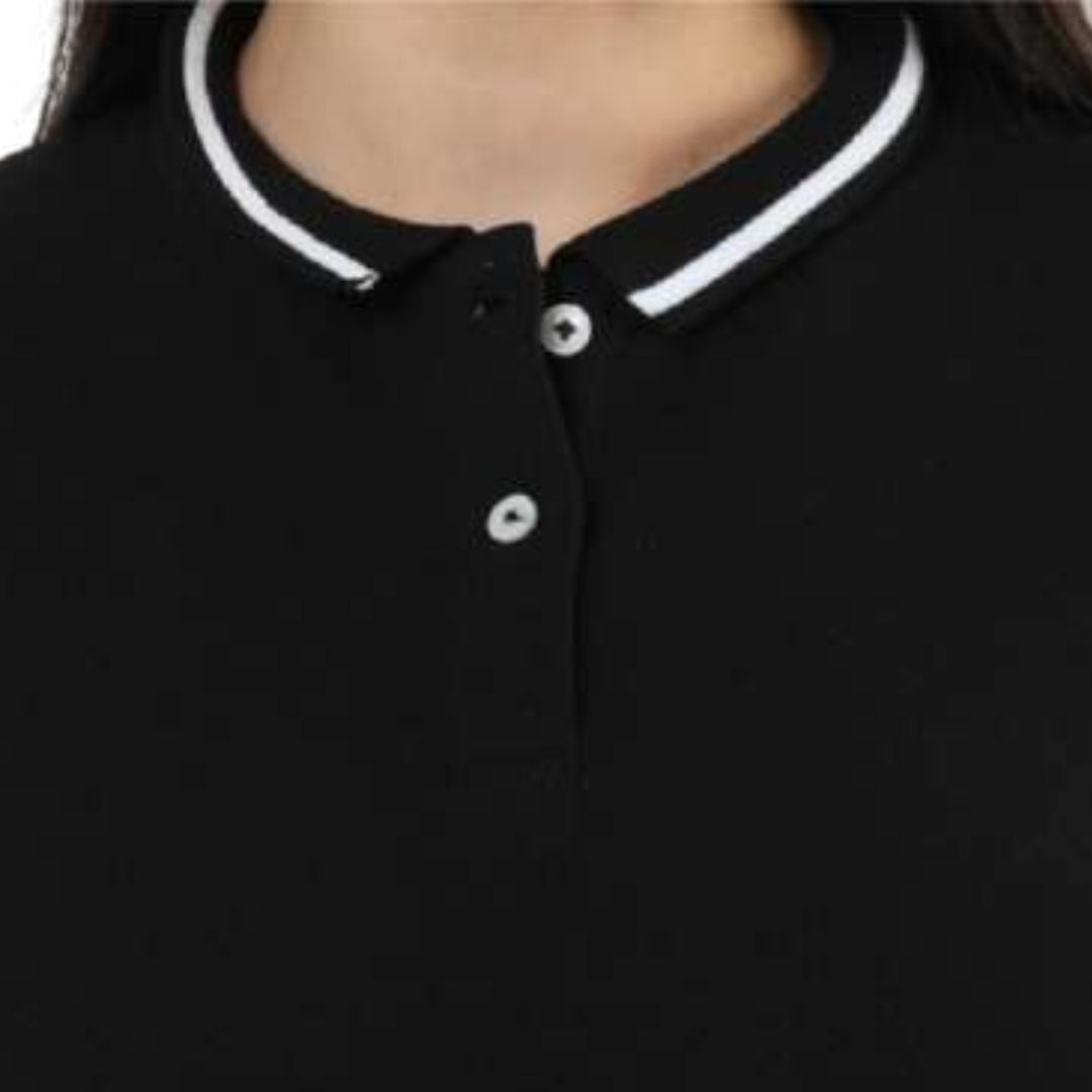 Rare Rabbit Women’s Polo Tee – Black with White Tipping