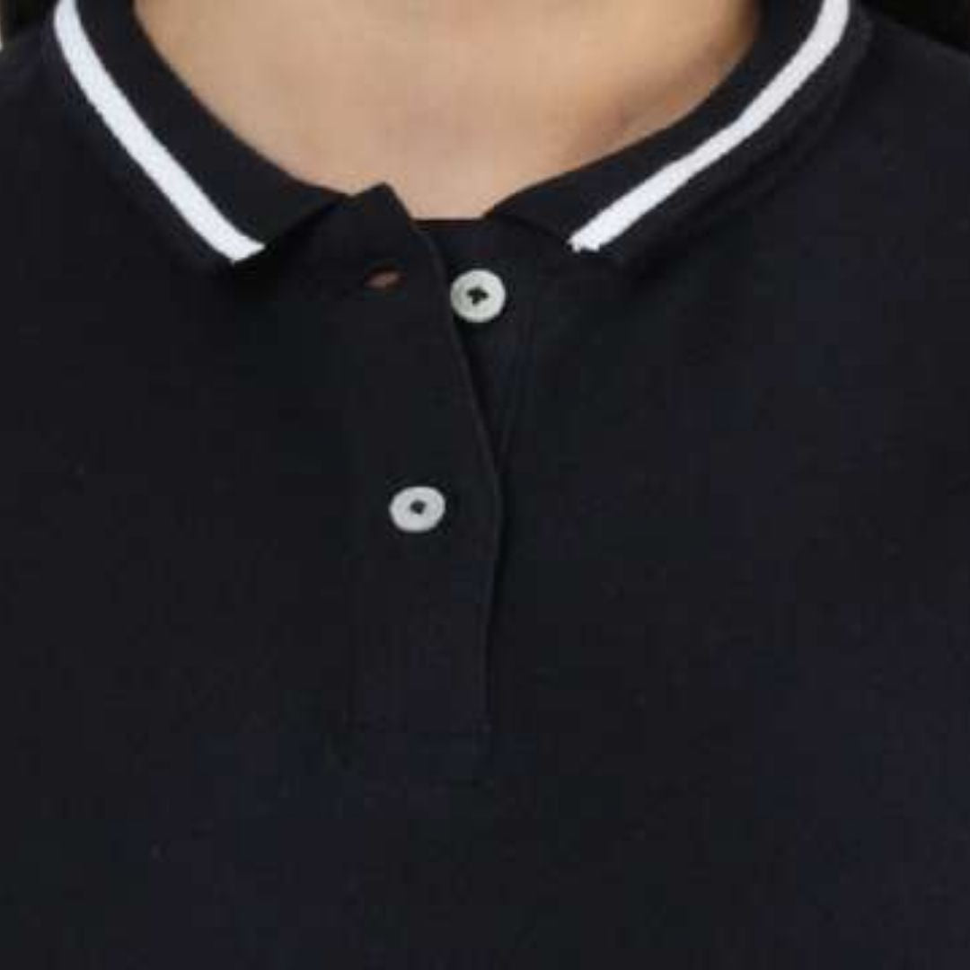 Rare Rabbit Women’s Navy Blue Polo Tee with White Tipping