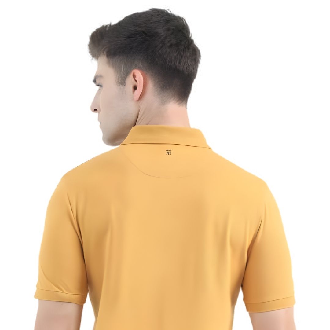 Rare Rabbit Premium Polo – Mustard Unisex Cotton Lycra Tee
