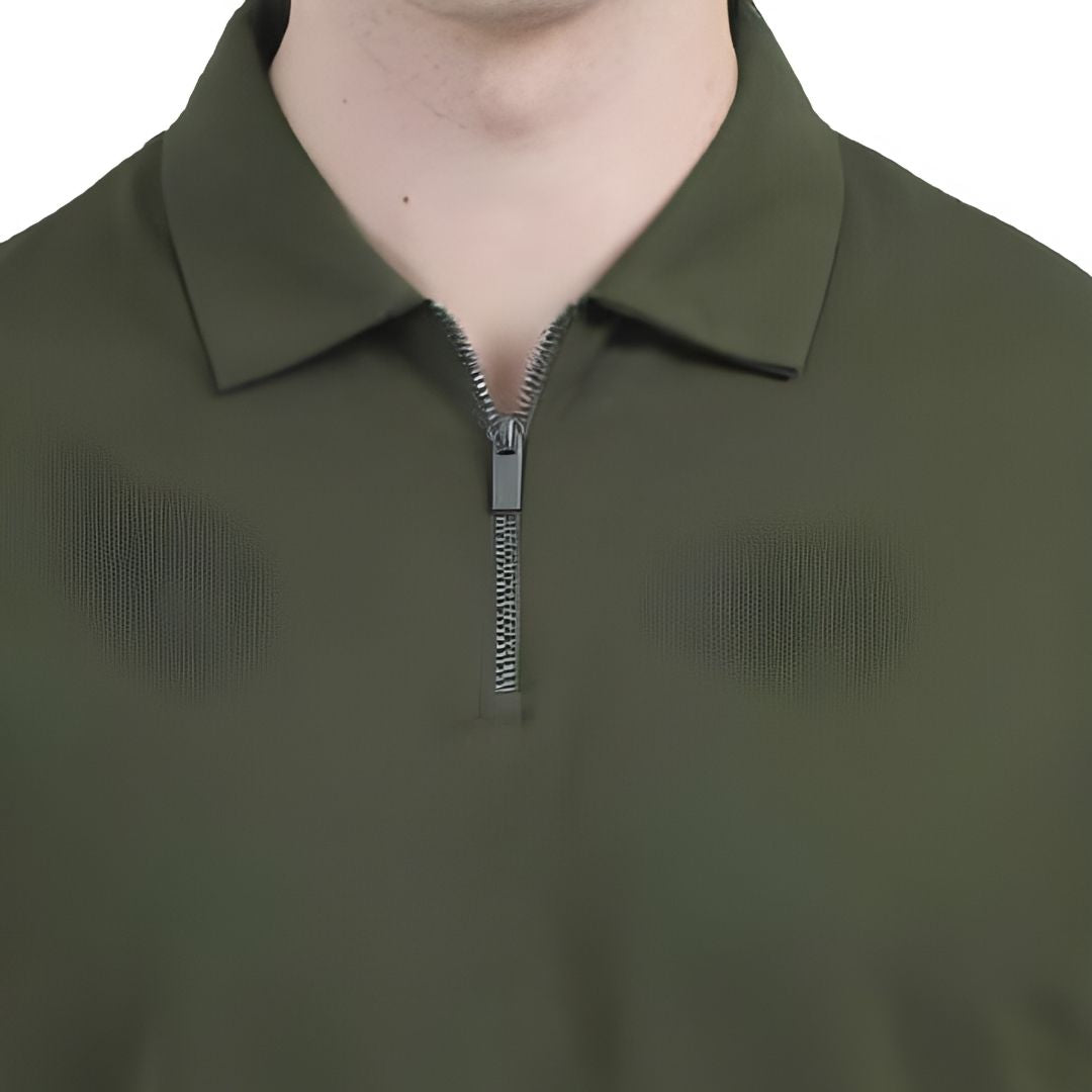 Vintage Zip Polo – Olive