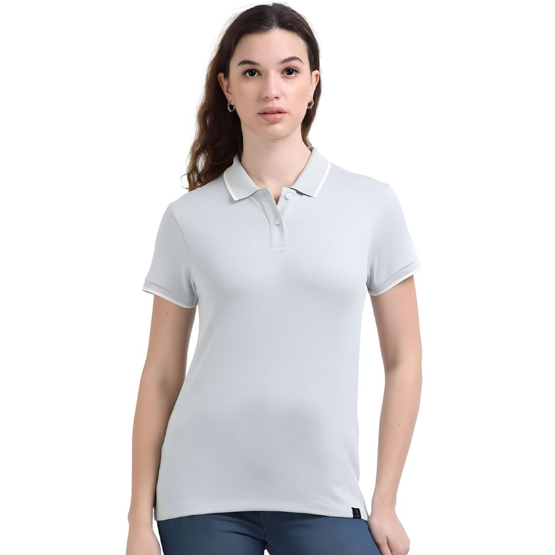 Rare Rabbit Vintage Charm Polo – Women’s Grey Melange Polo T-Shirt