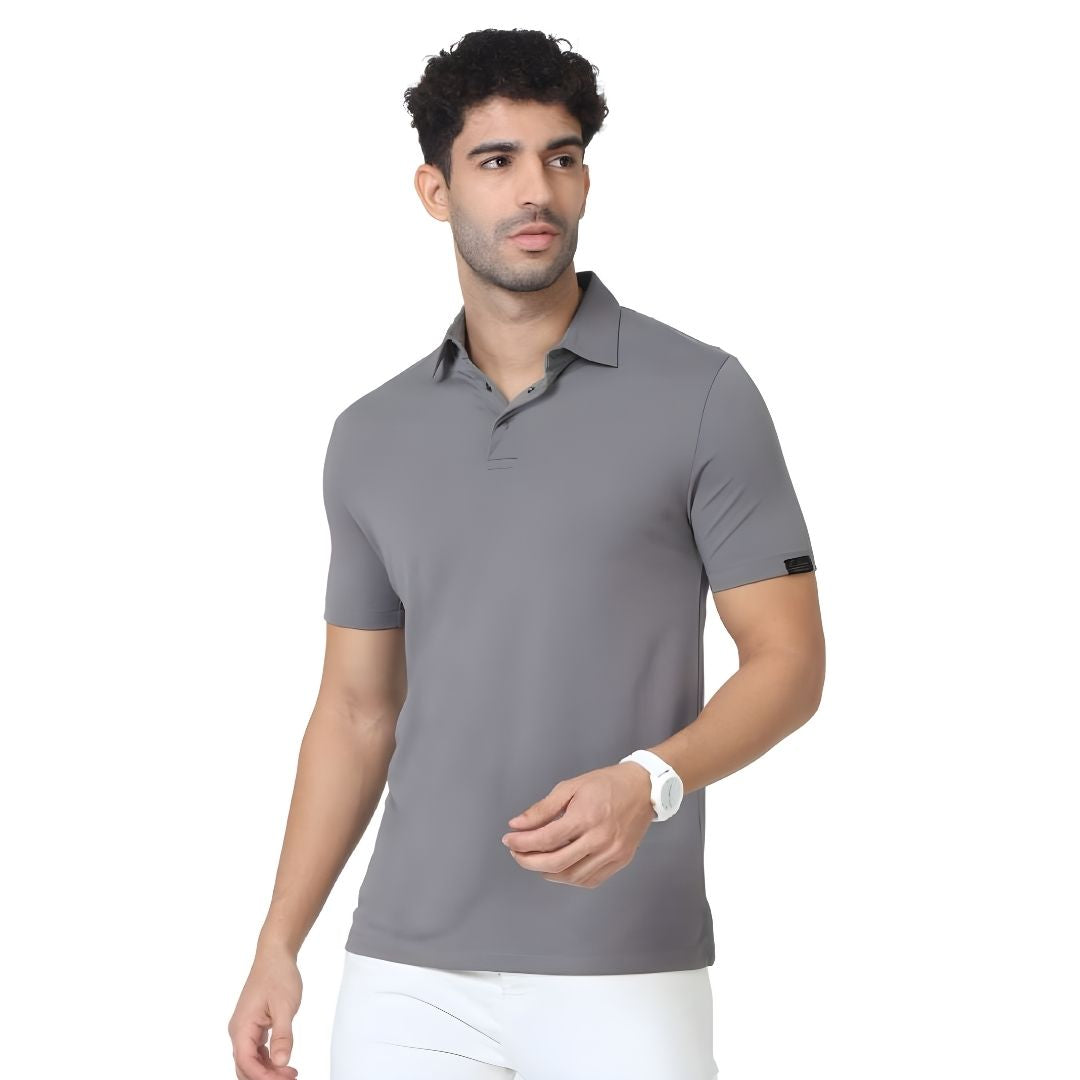 Rare Rabbit Signature Polo – Metallic Grey (Unisex)