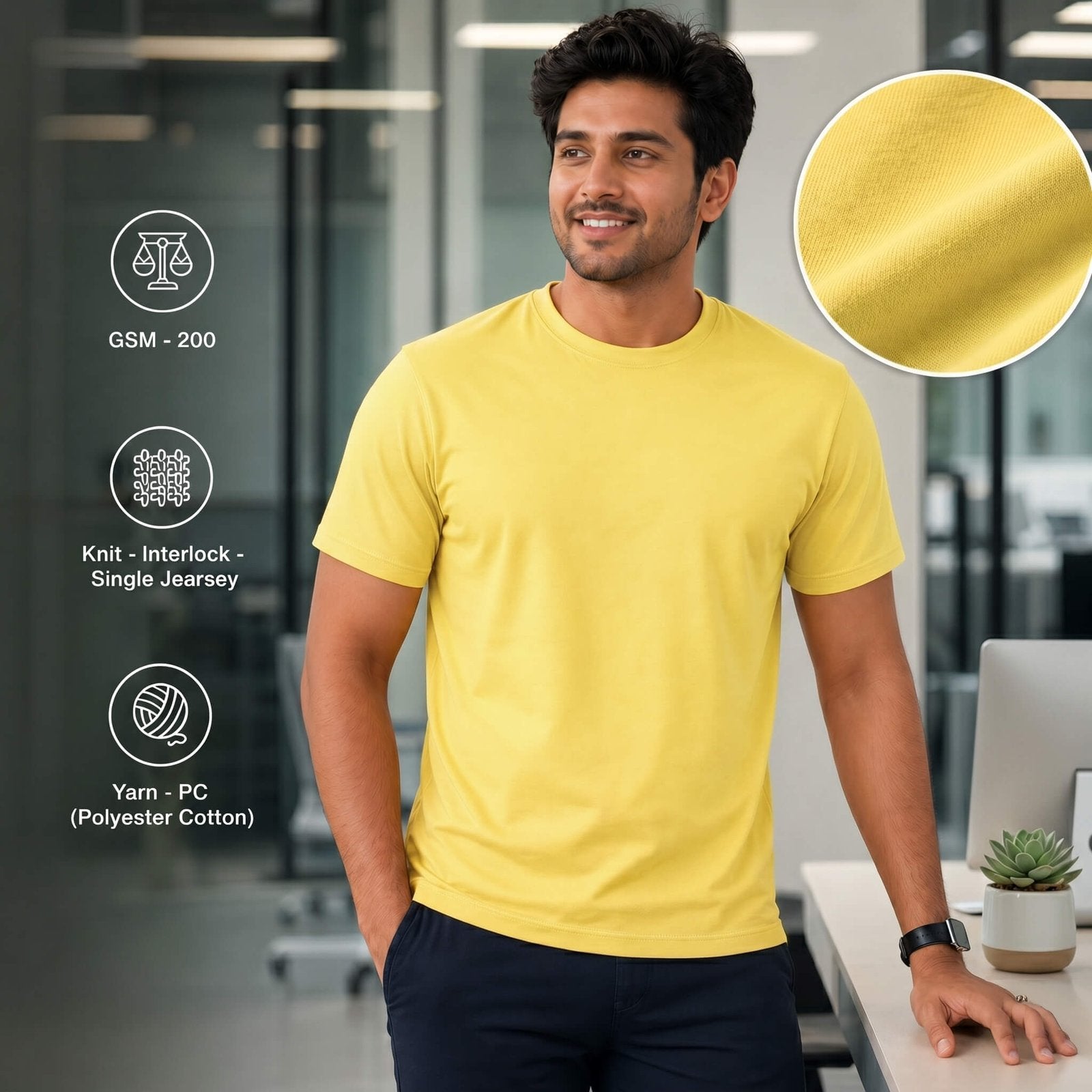 Real Madrid Lemon Yellow round-neck T-shirt for corporate gifting