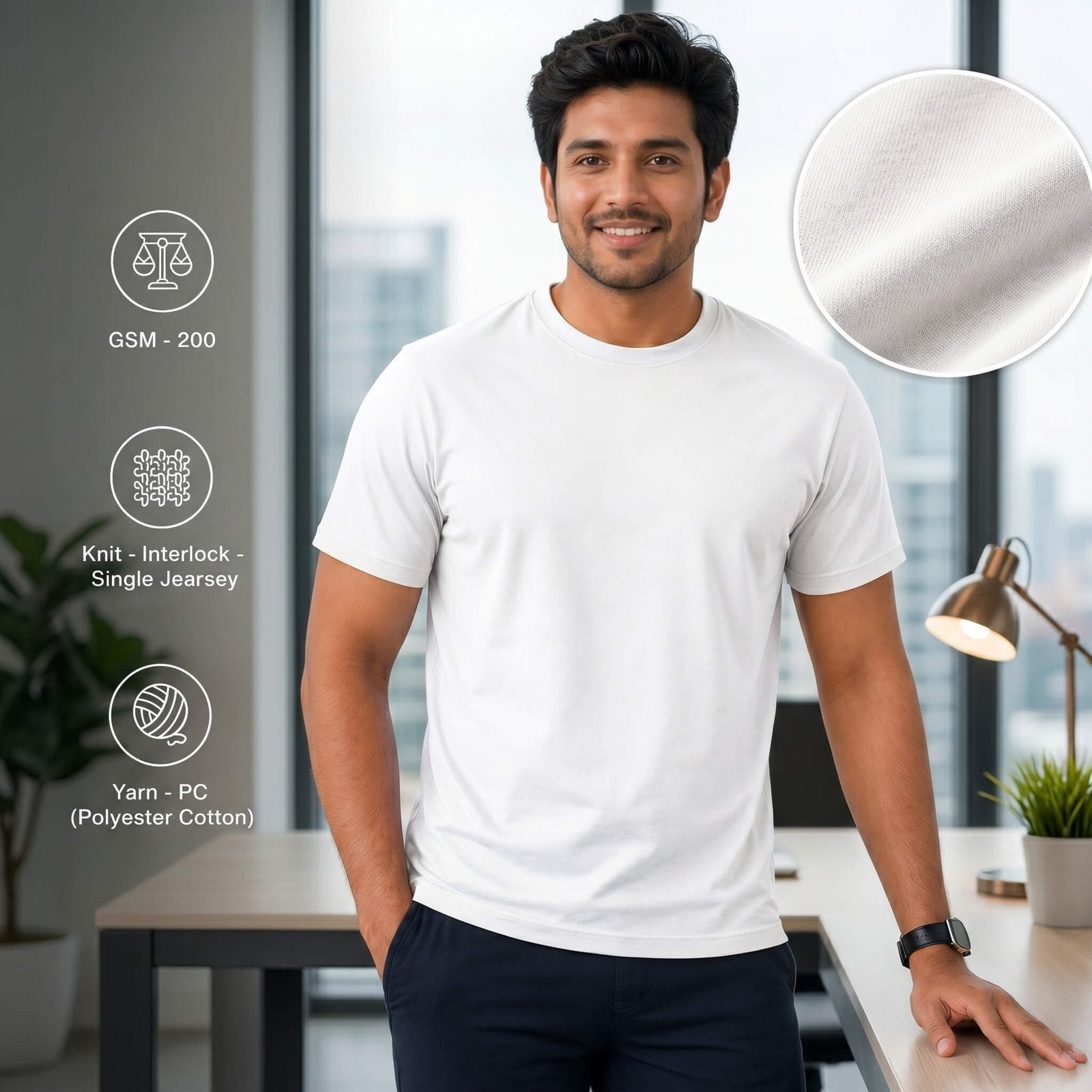 Real Madrid White round-neck T-shirt for corporate gifting