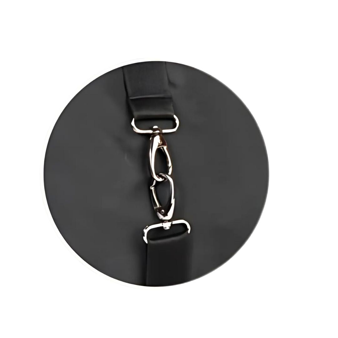 Close-up of Castillo Milano folding travel bag strap and metal hooks