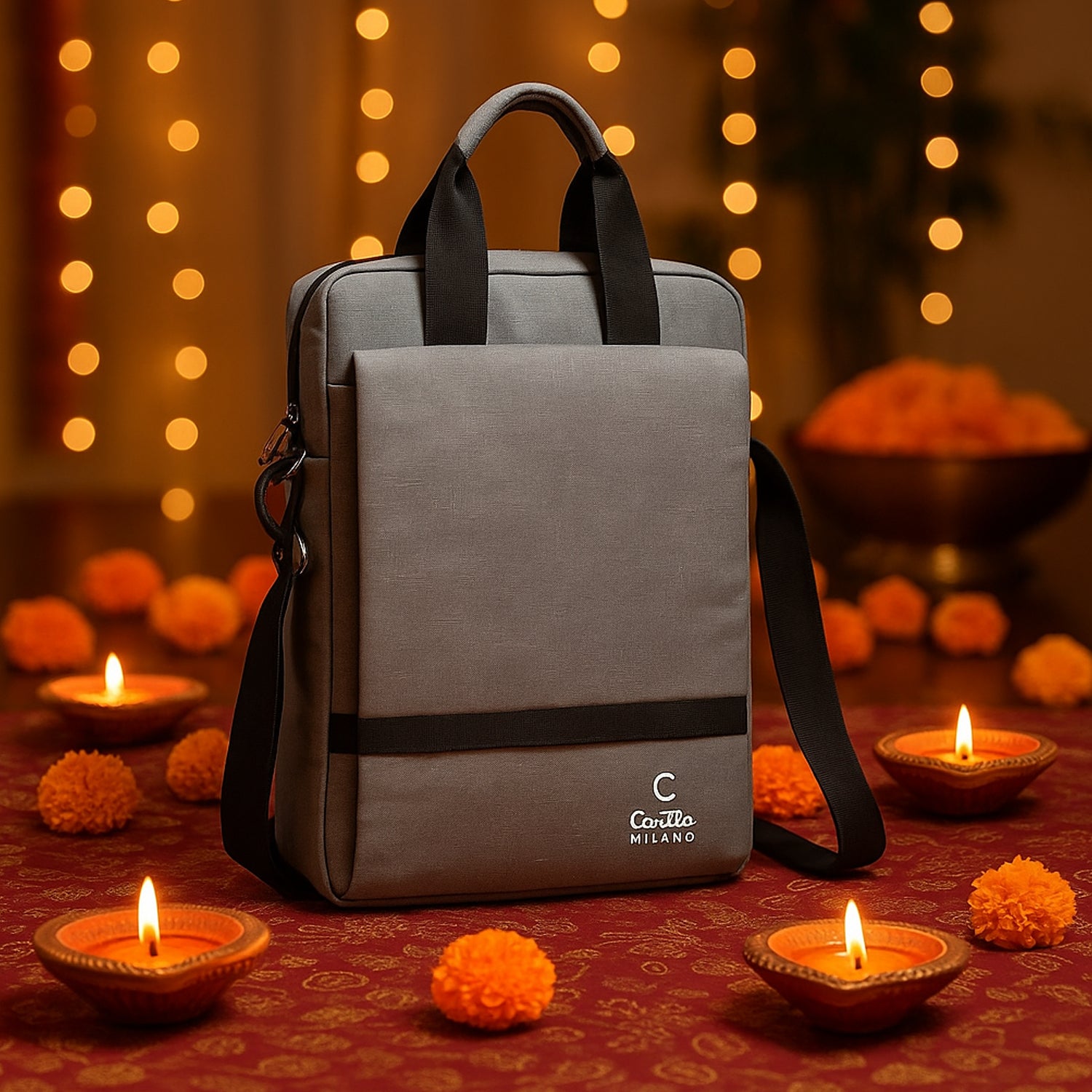 Stylish slim sling bag with padded 15-inch laptop compartment and hidden pocket