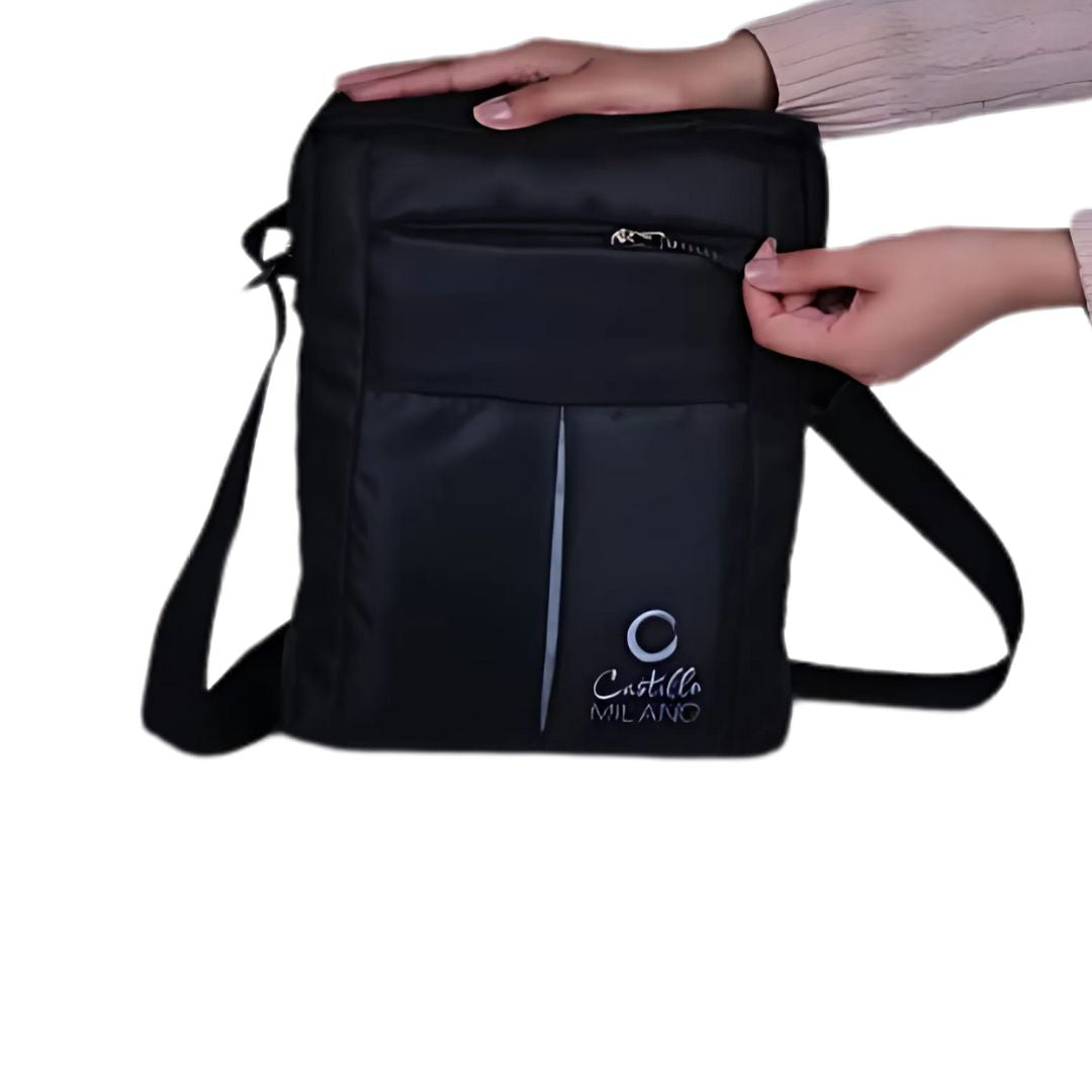 Travel sling bag with zippered pocket and stylish finish