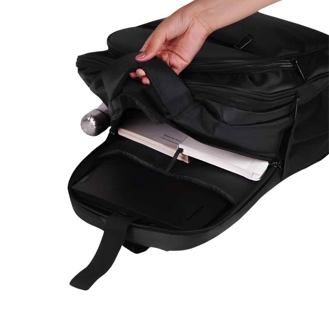 Summit Lite backpack open compartment with padded laptop sleeve