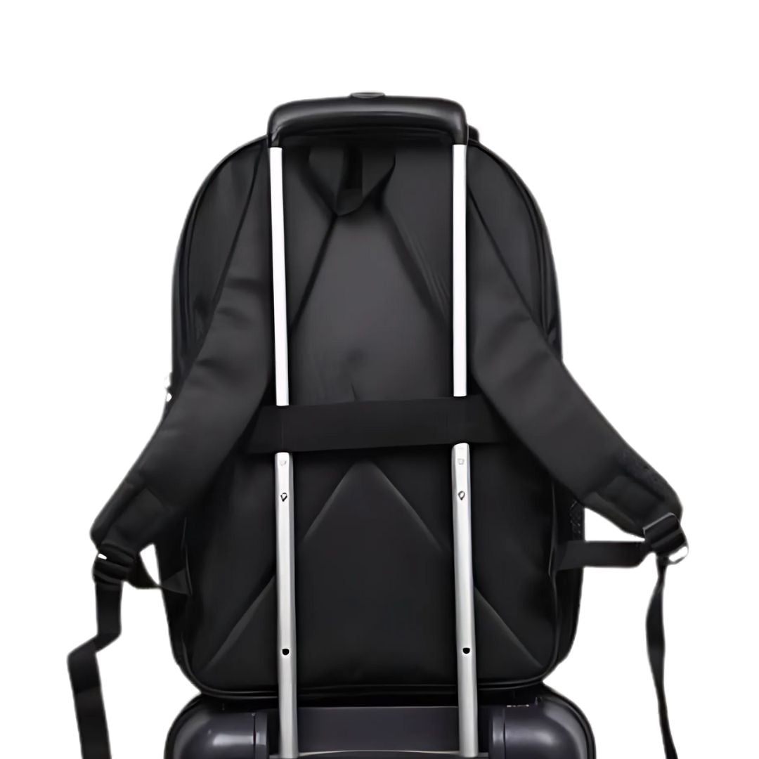 Summit Lite black backpack showing ergonomic straps and trolley carry strap