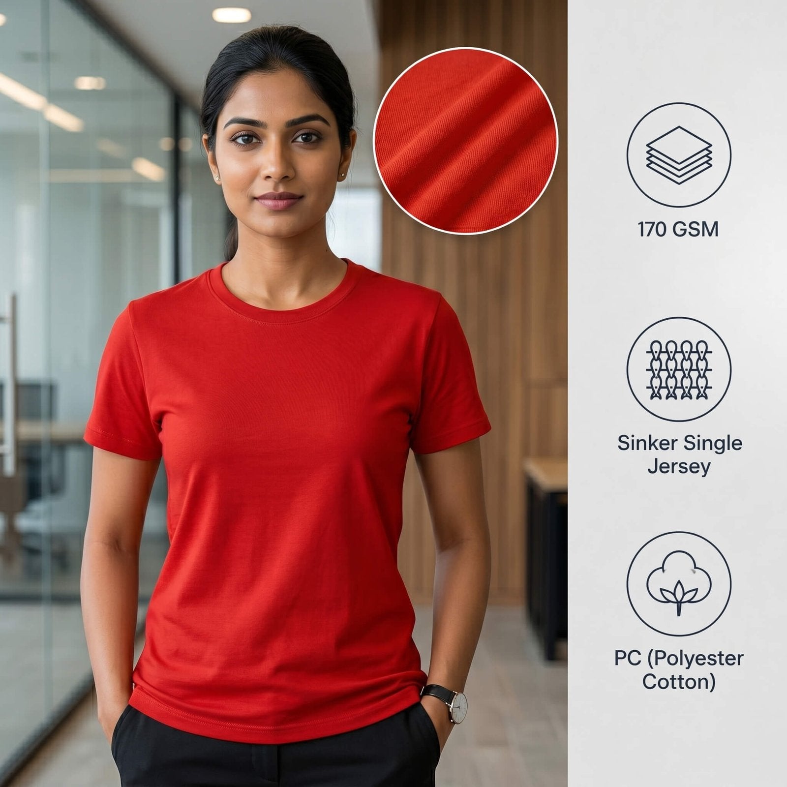 Sports Red round-neck T-shirt for corporate gifting