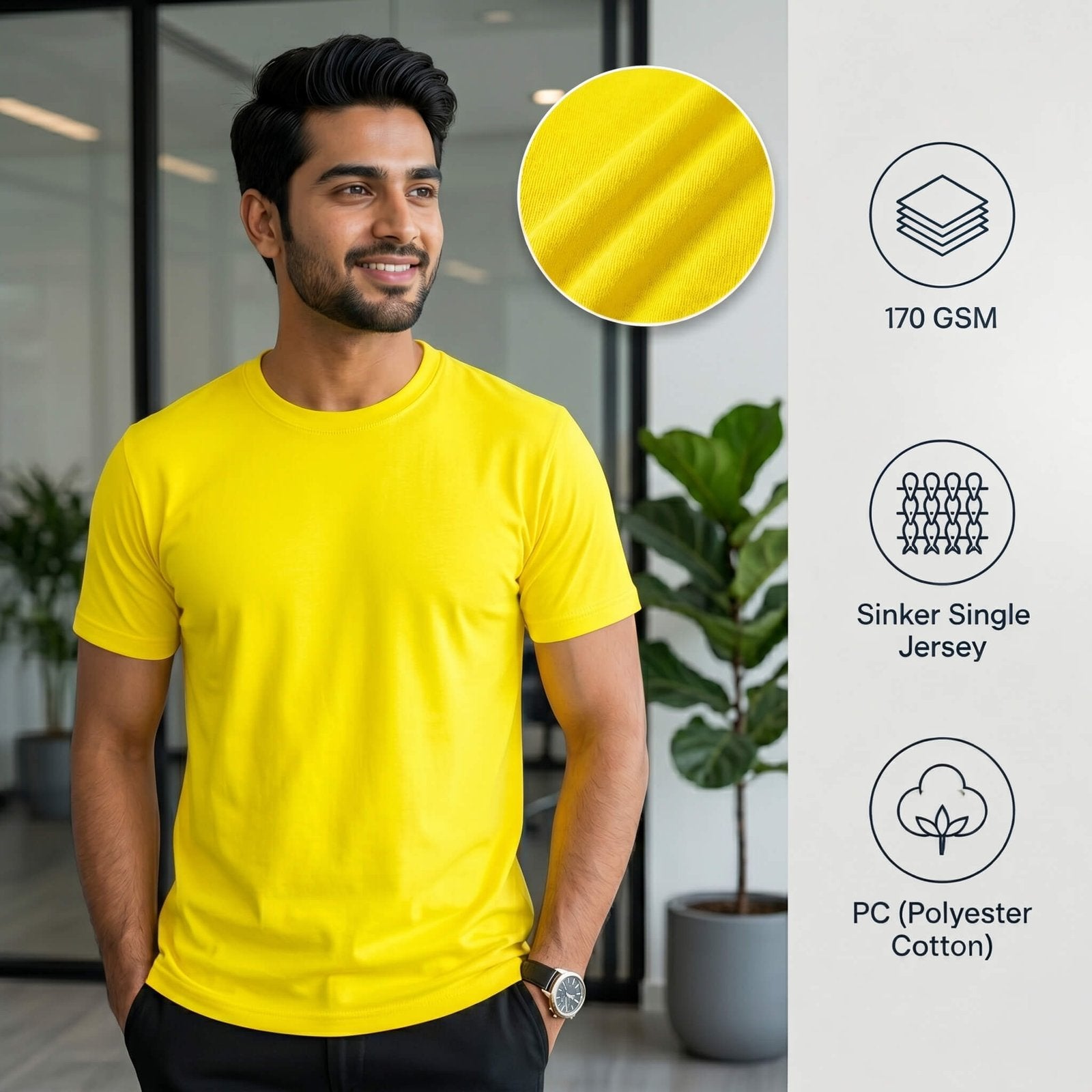 Sports Yellow round-neck T-shirt for corporate gifting