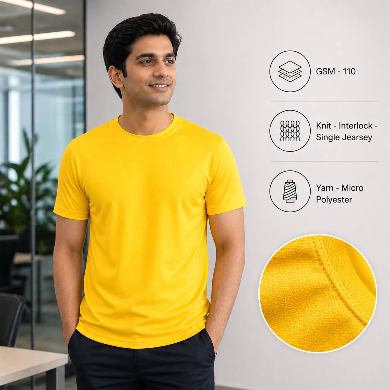 Texas Golden Yellow round-neck T-shirt for corporate gifting