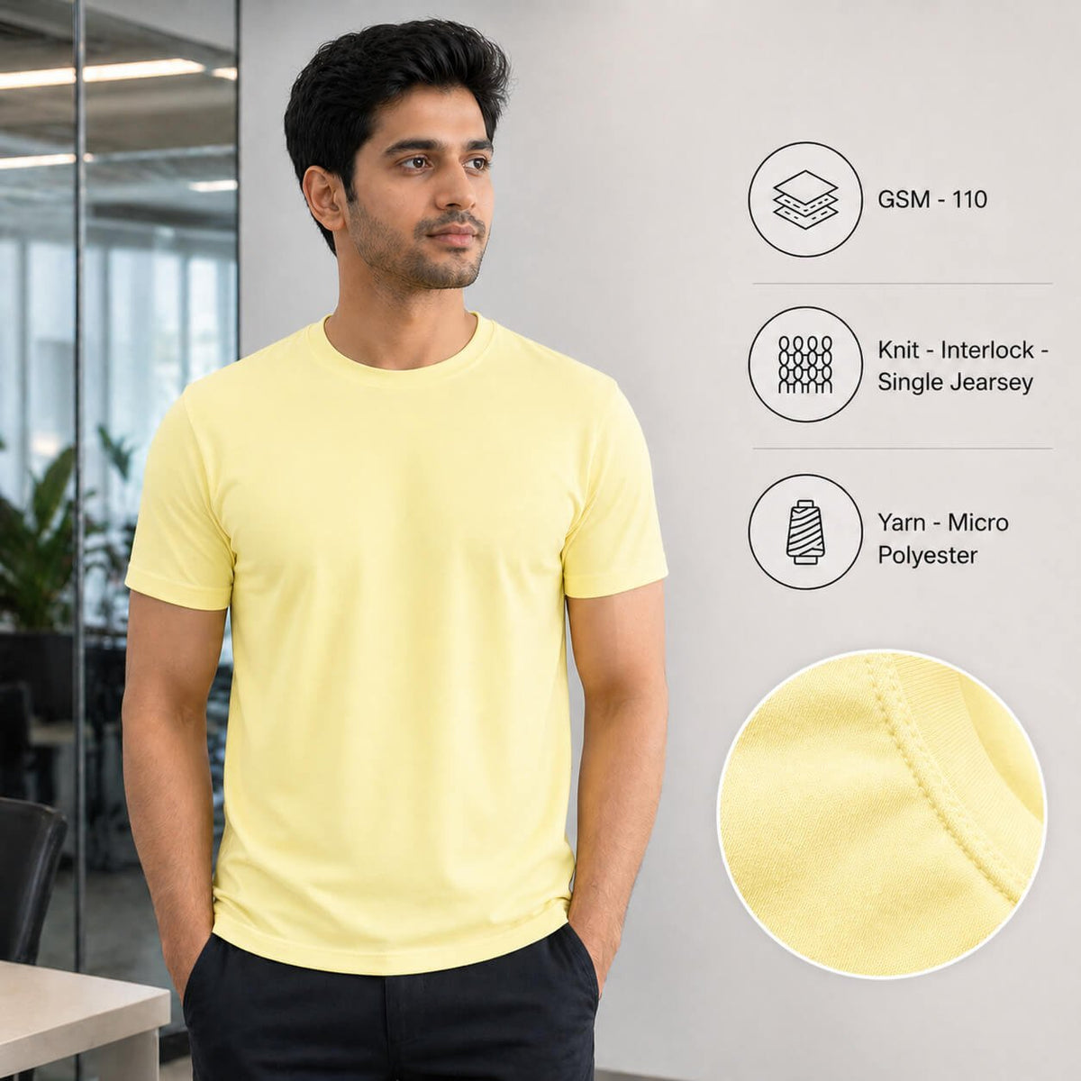 Texas Lemon Yellow round-neck T-shirt for corporate gifting