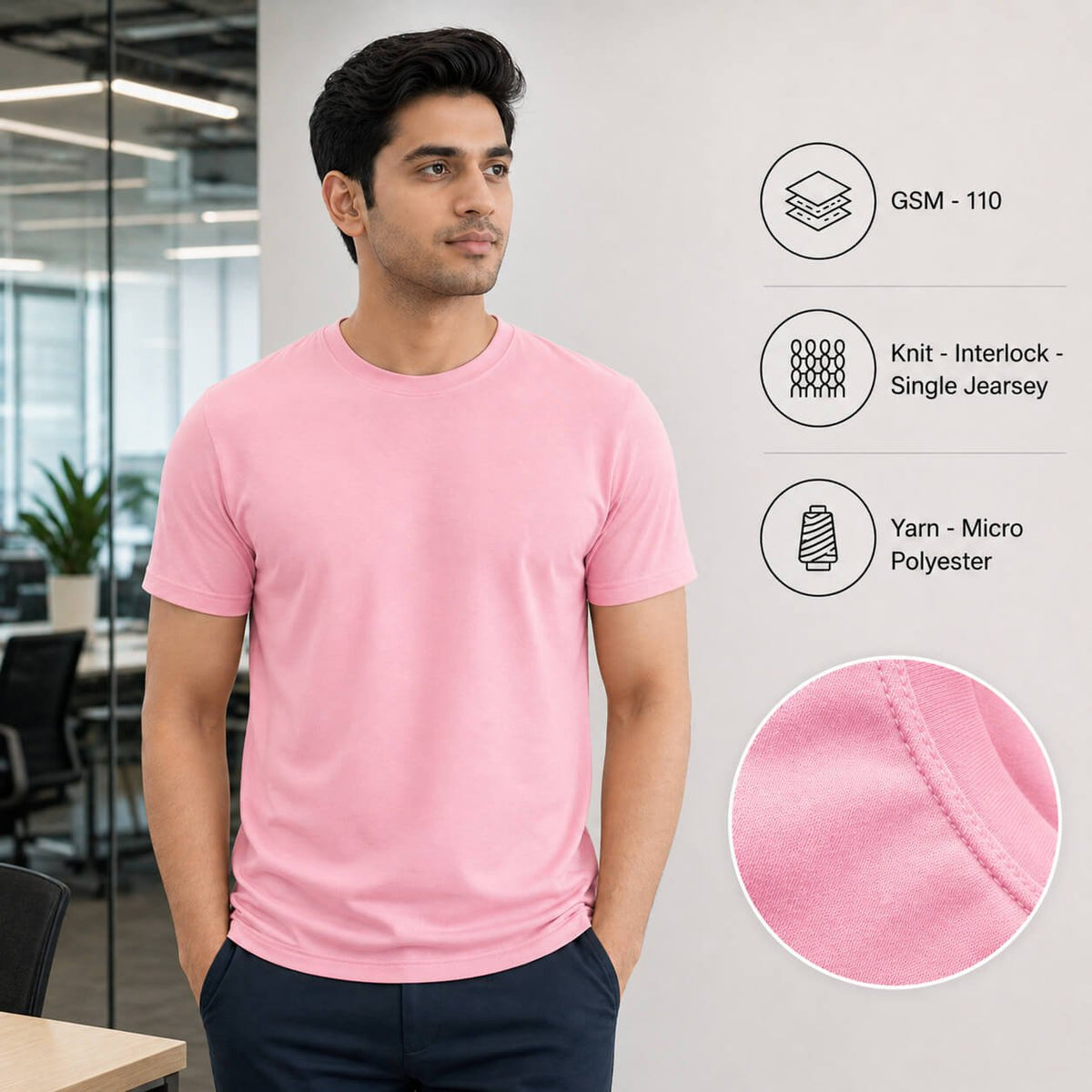 Texas Pink round-neck T-shirt for corporate gifting