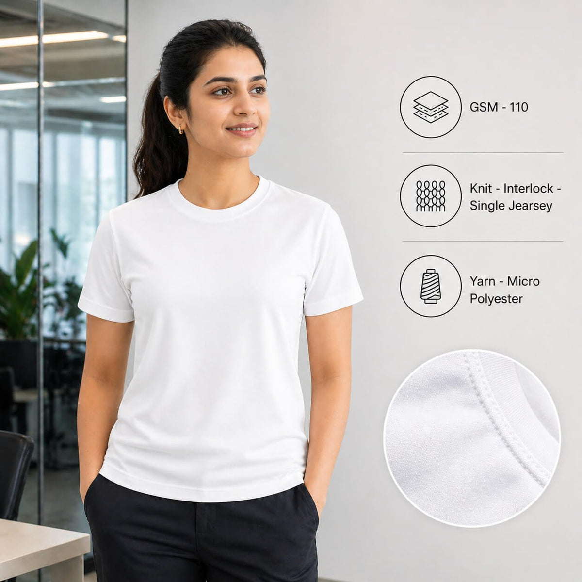 Texas White round-neck T-shirt for corporate gifting