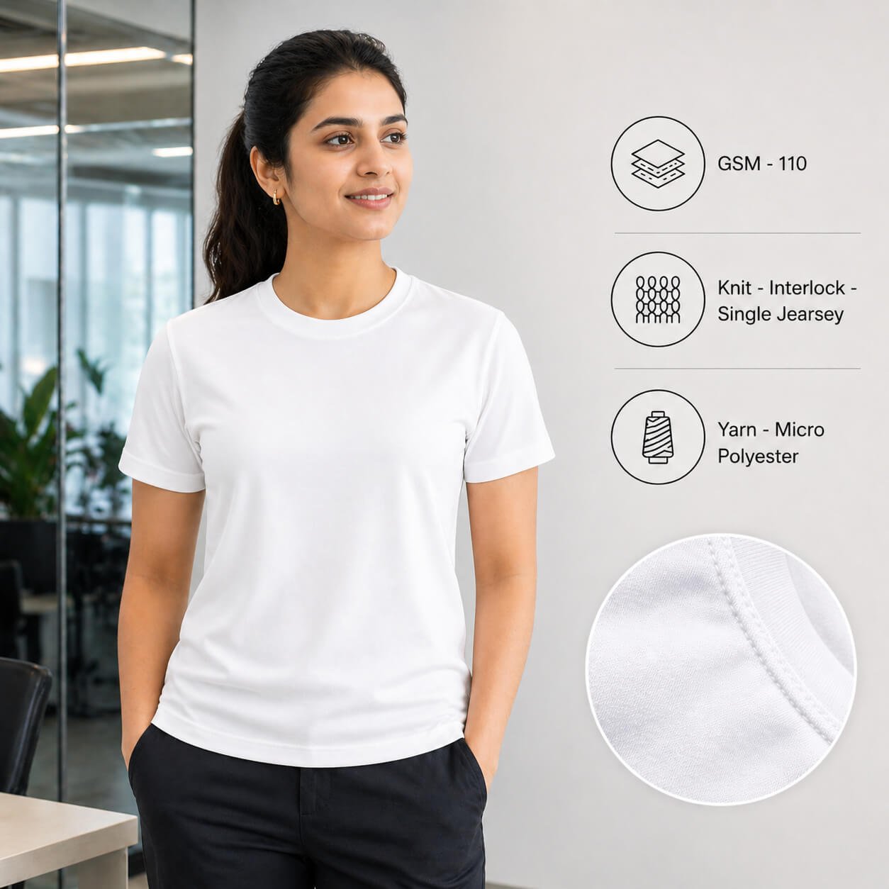 Texas White round-neck T-shirt for corporate gifting