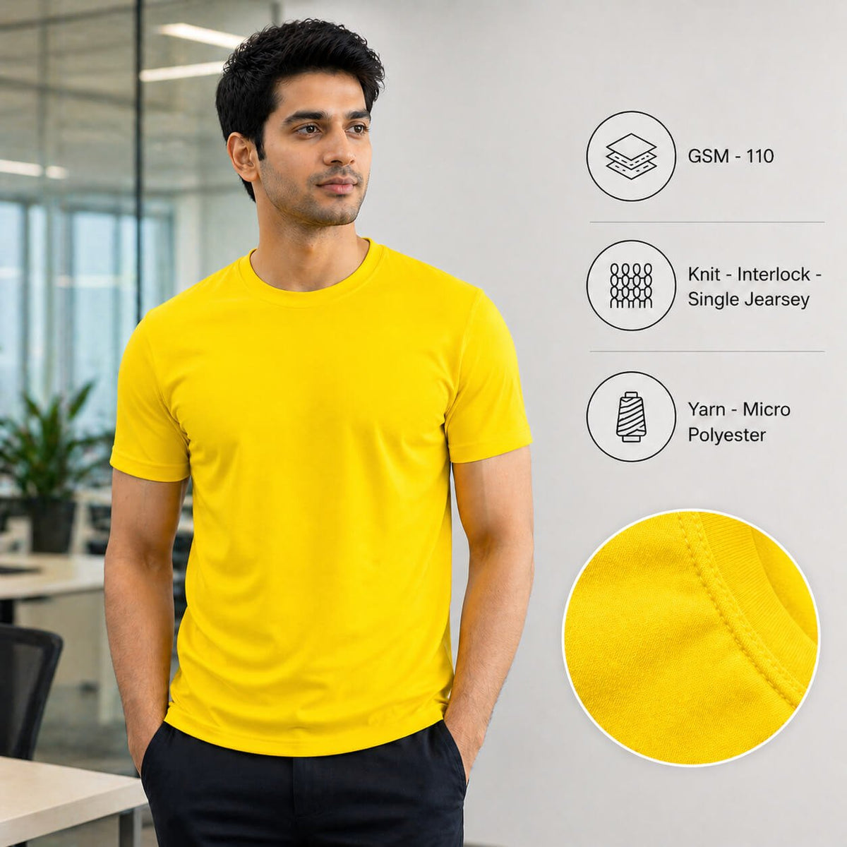 Texas Yellow round-neck T-shirt for corporate gifting