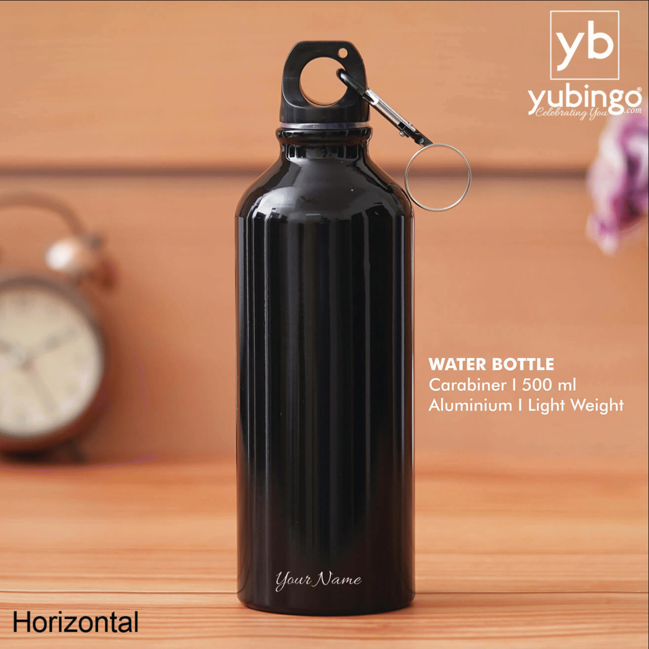 Customizable Black Aluminum Sports Bottle - Perfect for Active Gifting