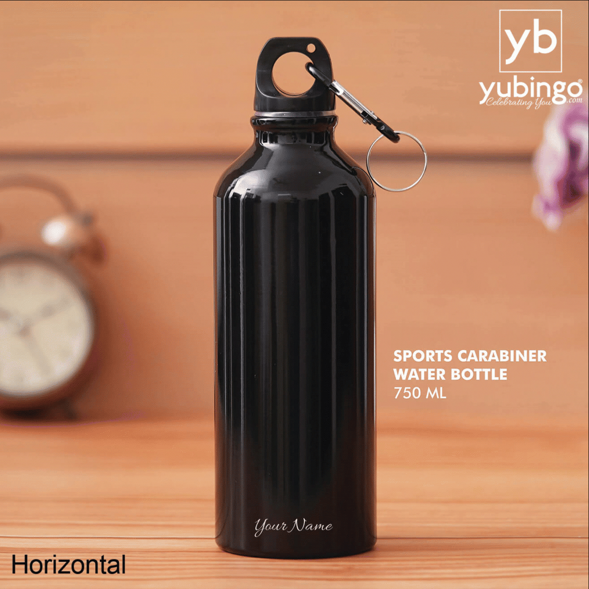 Customizable Large Black Aluminum Sports Bottle - Ideal for Gifting