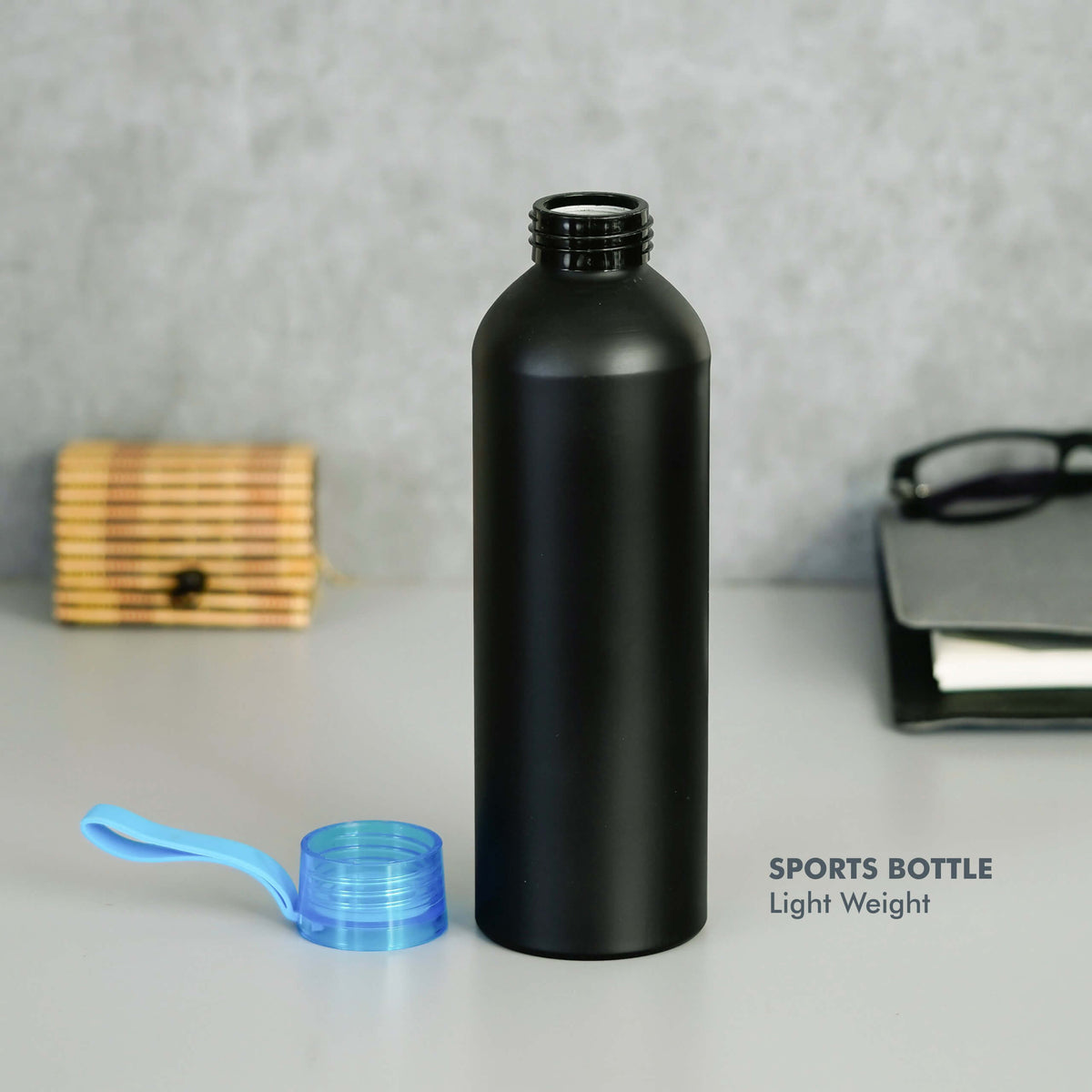 Customizable Black Aluminum Sports Bottle - 750 ML Capacity