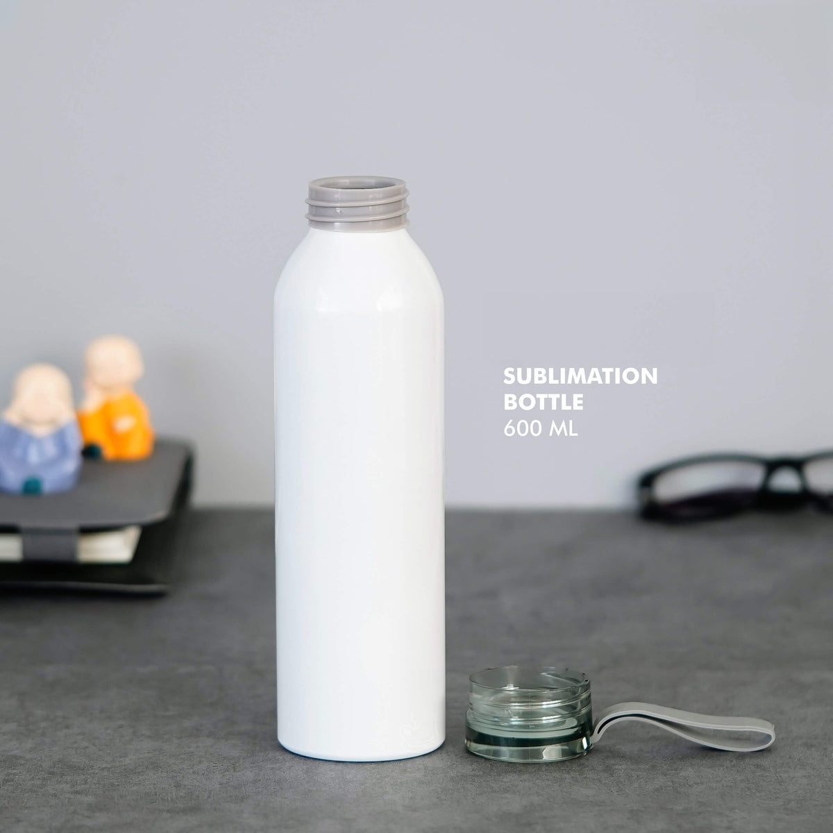 Customizable White Aluminum Sports Bottle with Carabiner